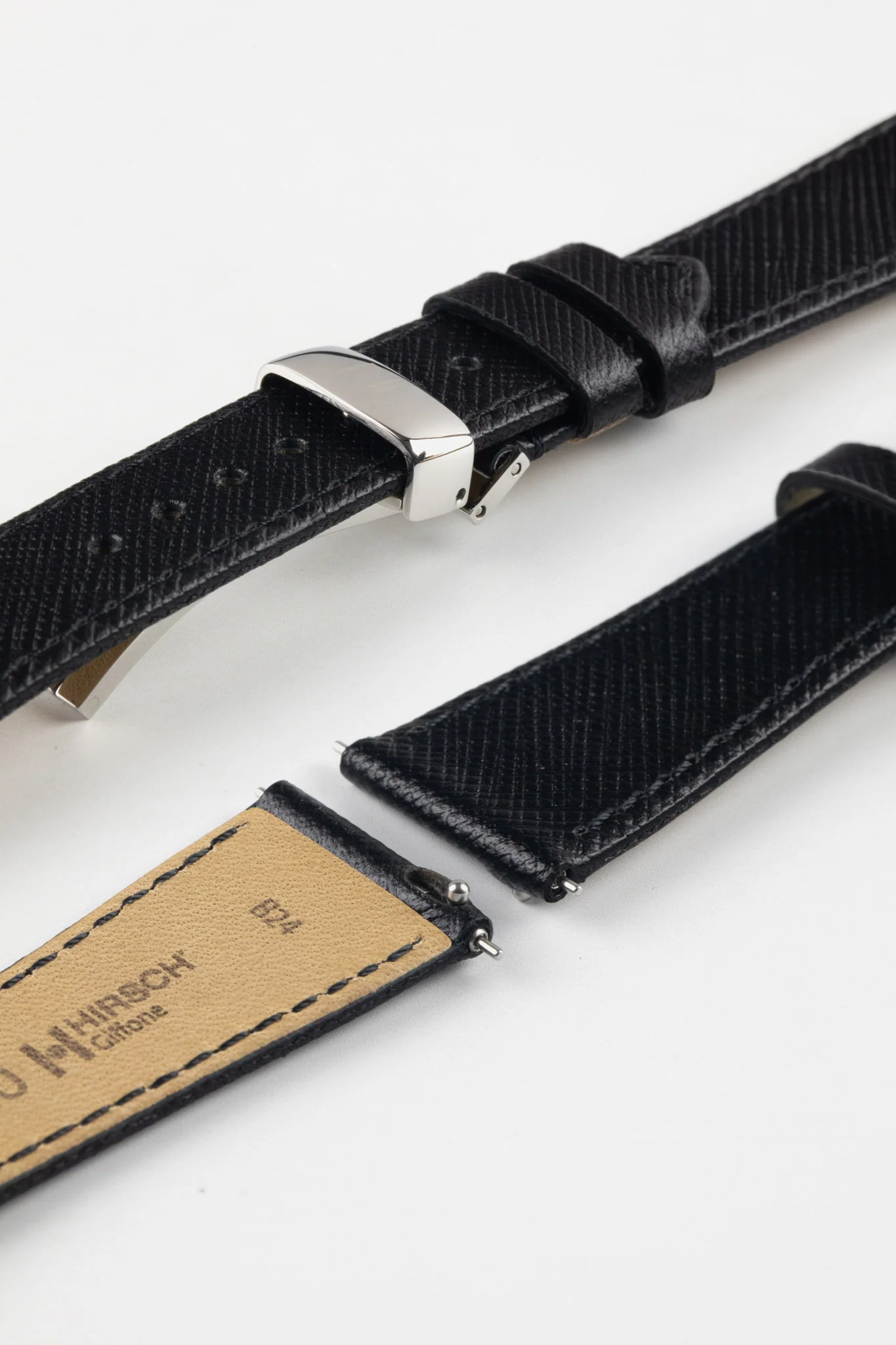 Hirsch GIFFONE Calf Leather Watch Strap in BLACK - Image 10