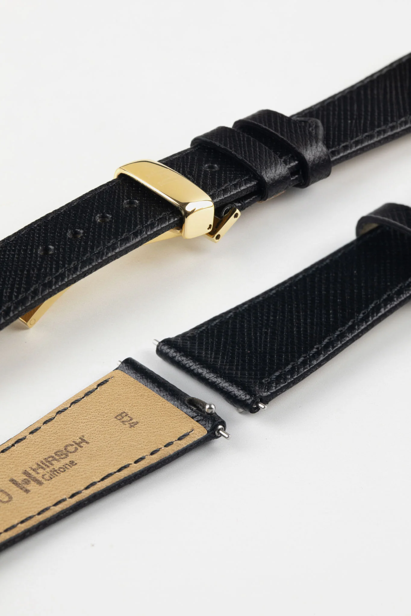 Hirsch GIFFONE Calf Leather Watch Strap in BLACK - Image 11