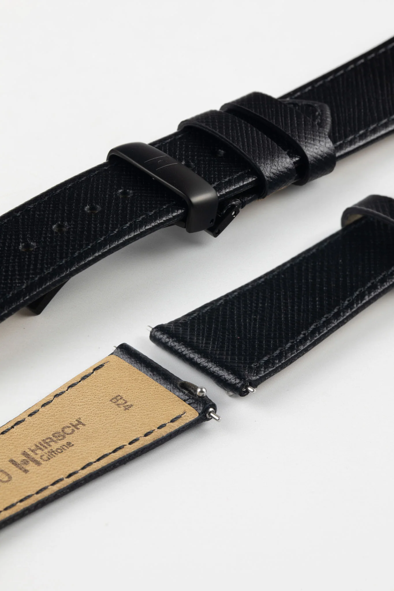 Hirsch GIFFONE Calf Leather Watch Strap in BLACK - Image 12