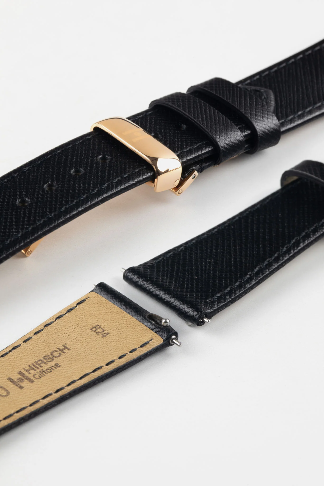 Hirsch GIFFONE Calf Leather Watch Strap in BLACK - Image 13