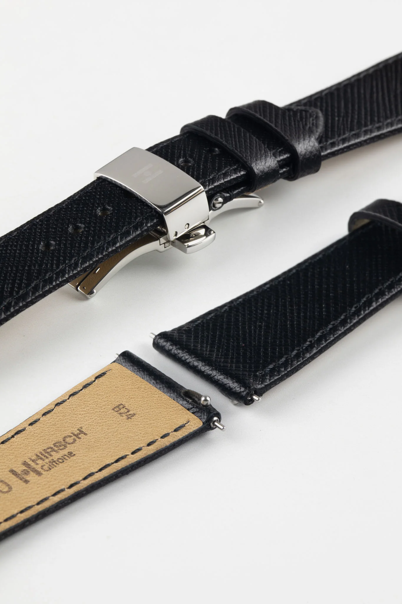 Hirsch GIFFONE Calf Leather Watch Strap in BLACK - Image 14