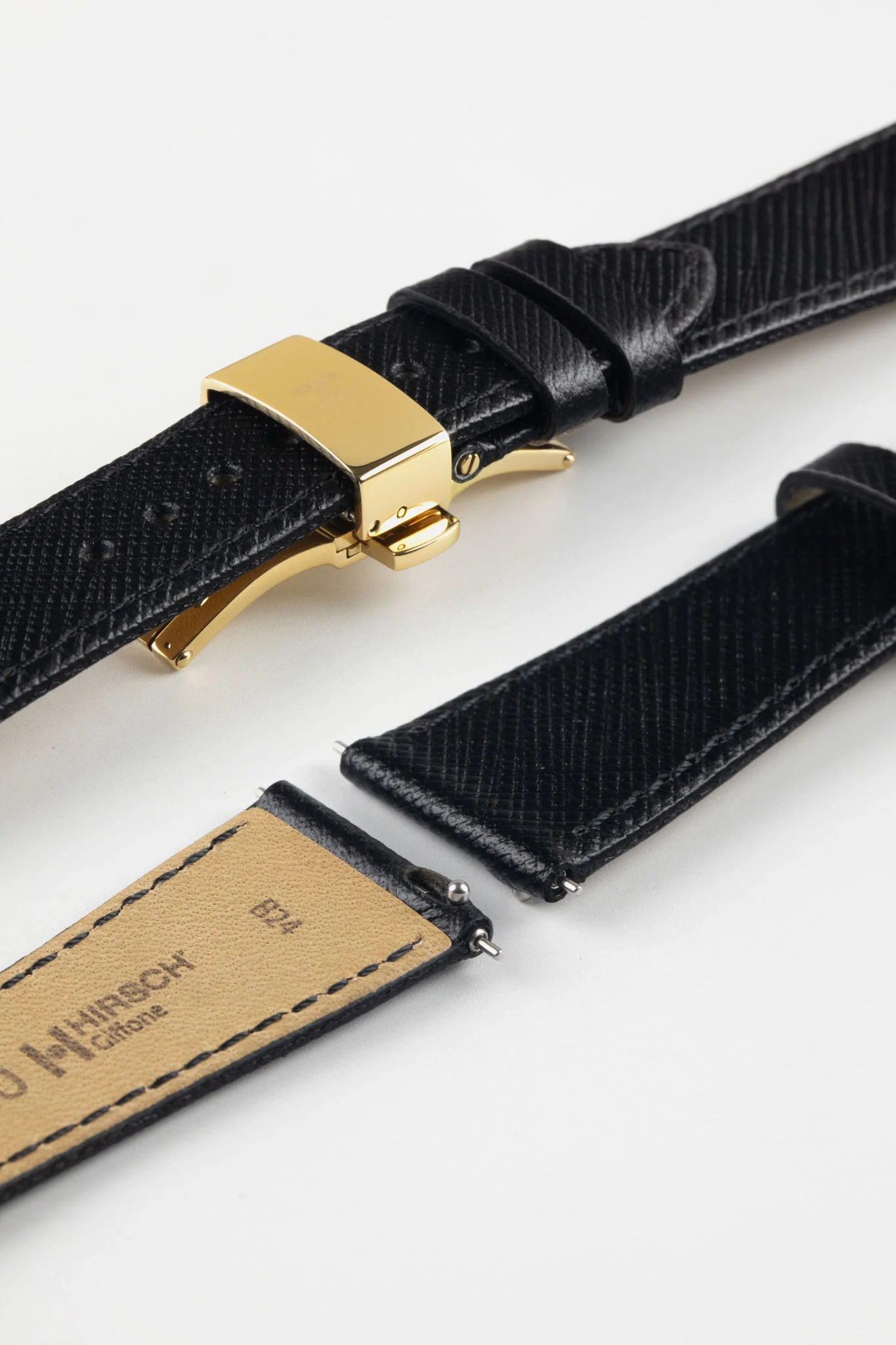 Hirsch GIFFONE Calf Leather Watch Strap in BLACK - Image 15