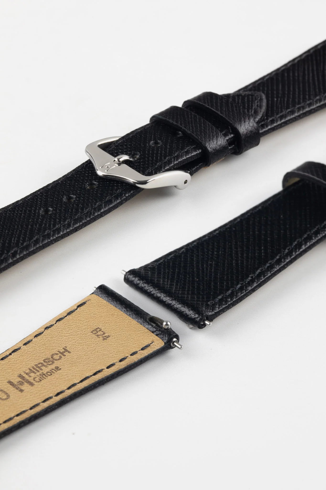 Hirsch GIFFONE Calf Leather Watch Strap in BLACK - Image 7