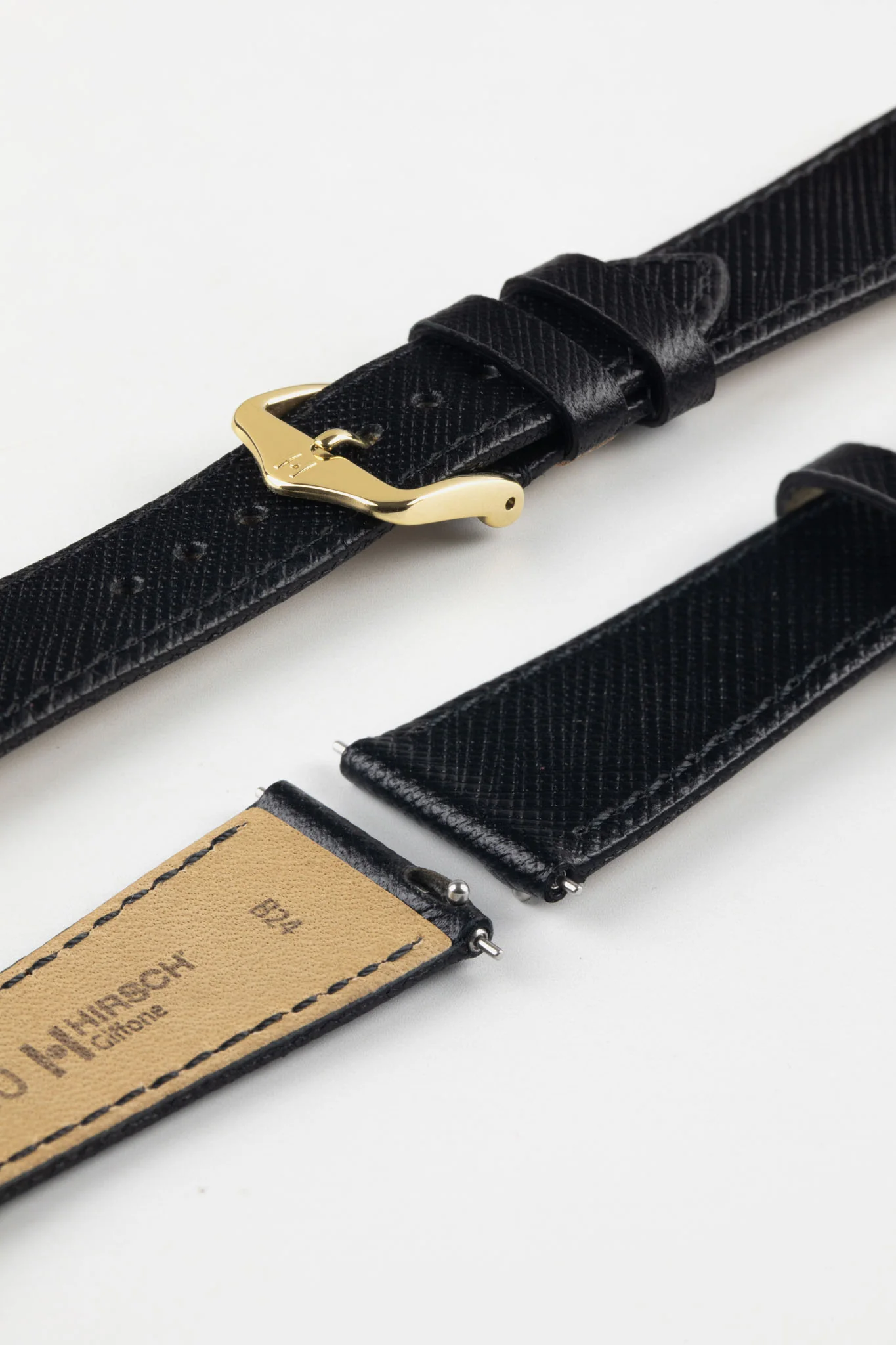 Hirsch GIFFONE Calf Leather Watch Strap in BLACK - Image 8