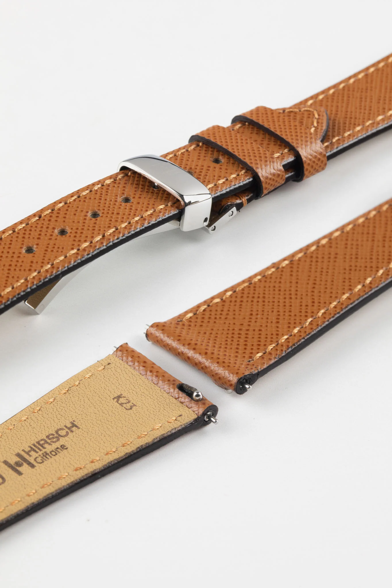 Hirsch GIFFONE Calf Leather Watch Strap in GOLD BROWN - Image 10