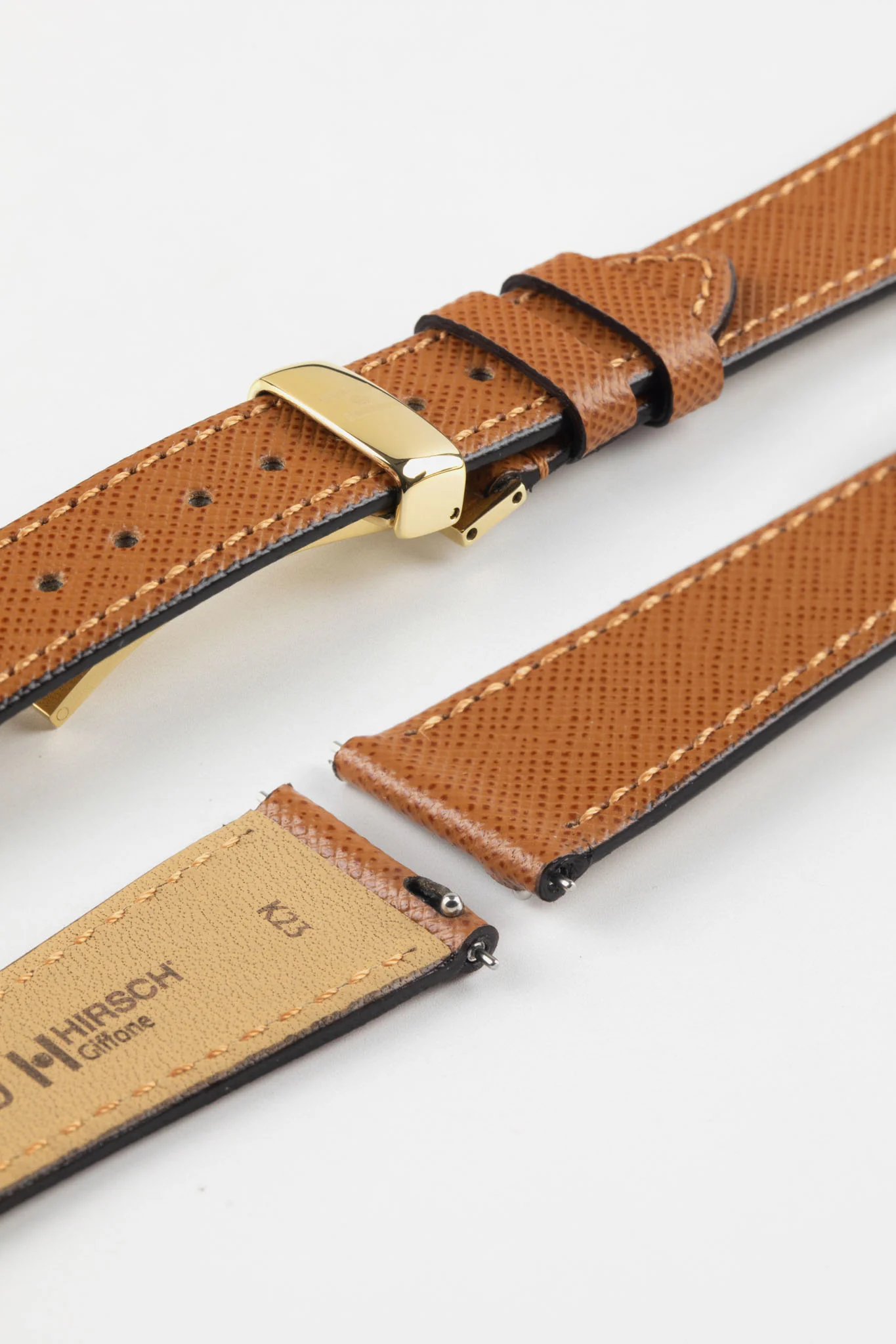 Hirsch GIFFONE Calf Leather Watch Strap in GOLD BROWN - Image 11