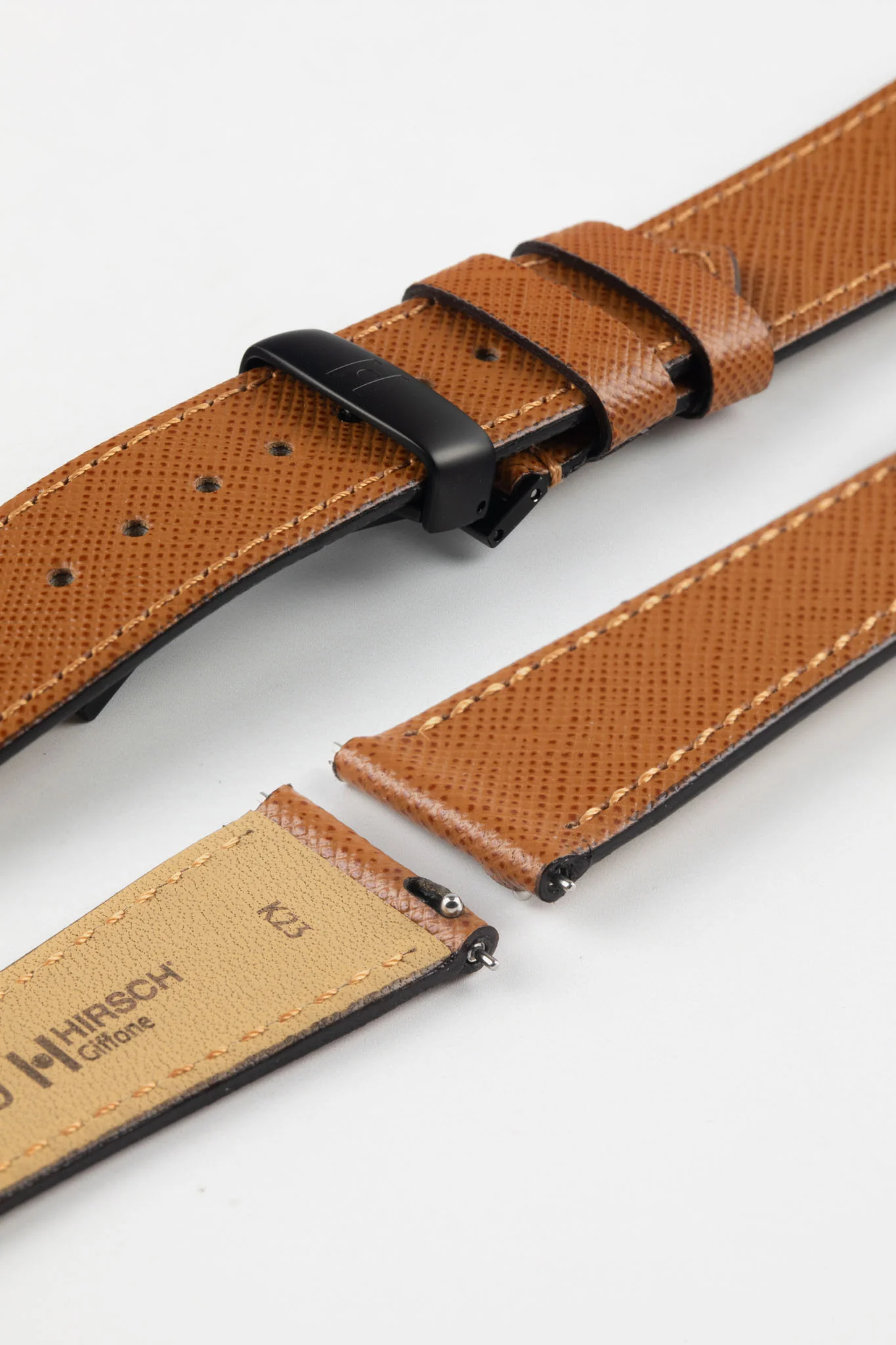 Hirsch GIFFONE Calf Leather Watch Strap in GOLD BROWN - Image 12