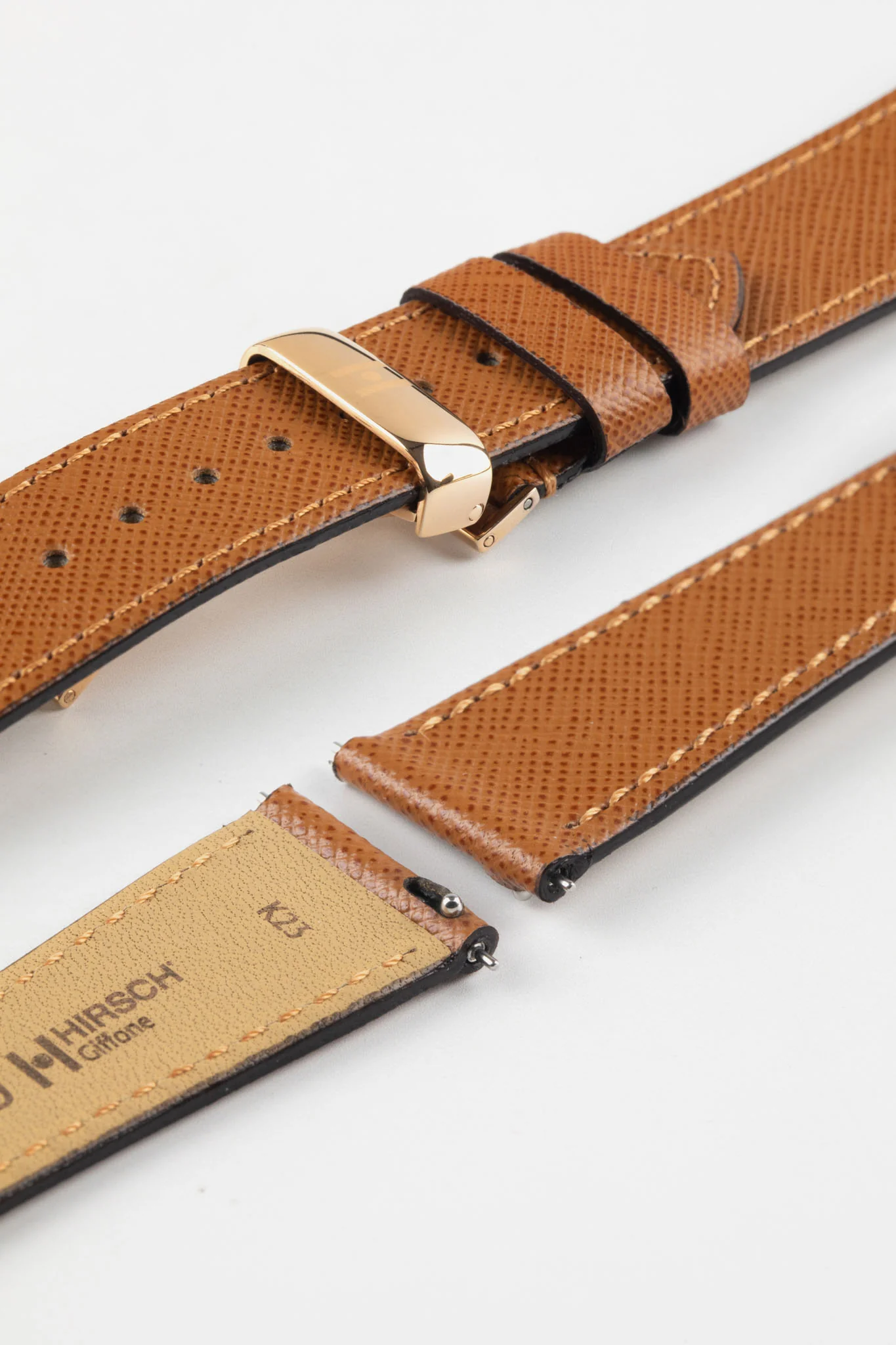 Hirsch GIFFONE Calf Leather Watch Strap in GOLD BROWN - Image 13
