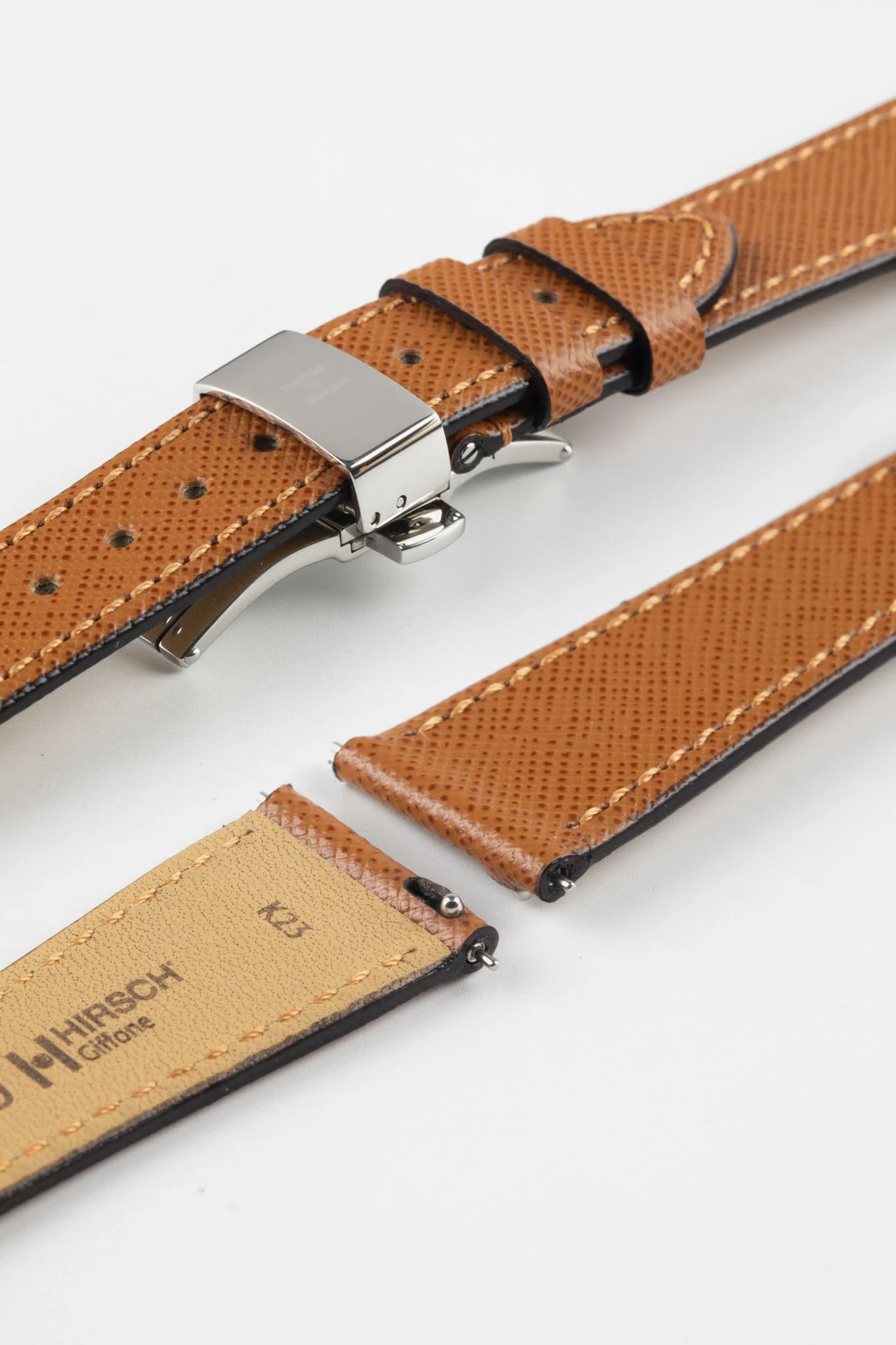 Hirsch GIFFONE Calf Leather Watch Strap in GOLD BROWN - Image 14