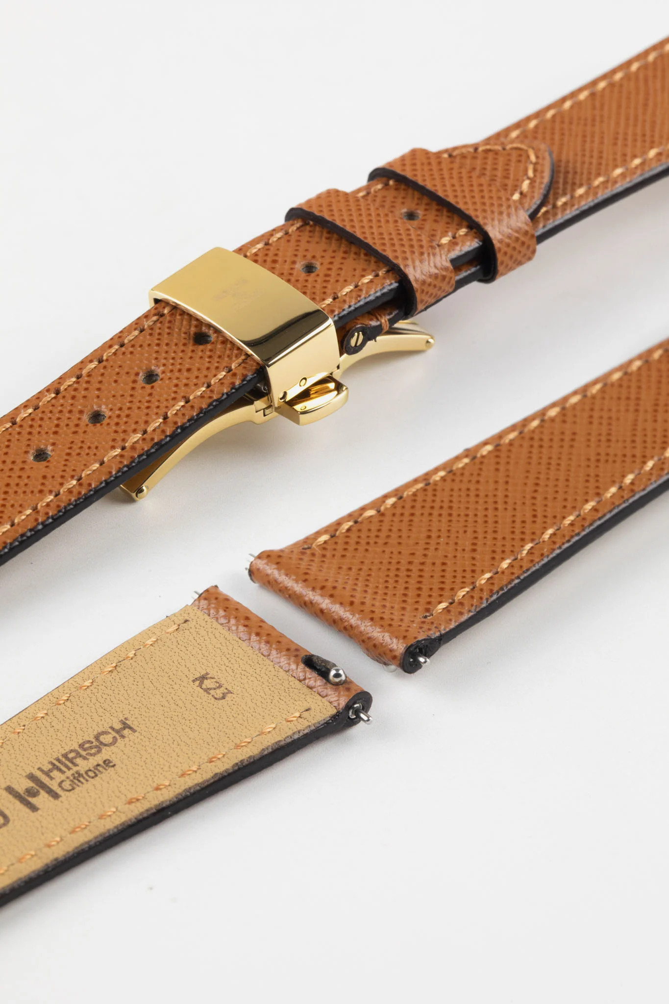 Hirsch GIFFONE Calf Leather Watch Strap in GOLD BROWN - Image 15