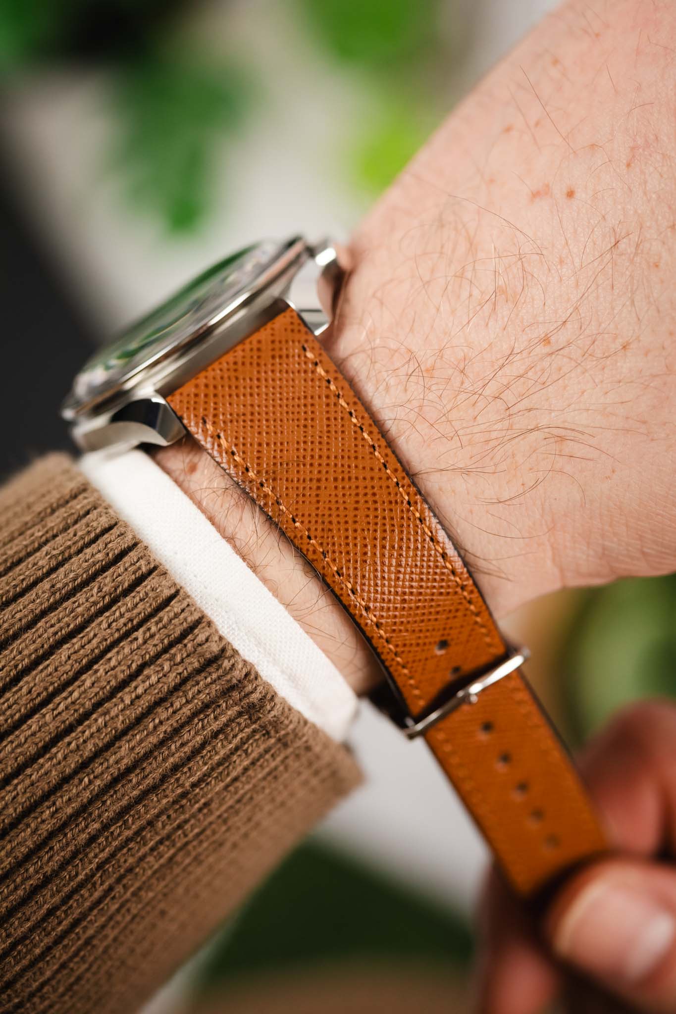 Hirsch GIFFONE Calf Leather Watch Strap in GOLD BROWN - Image 6
