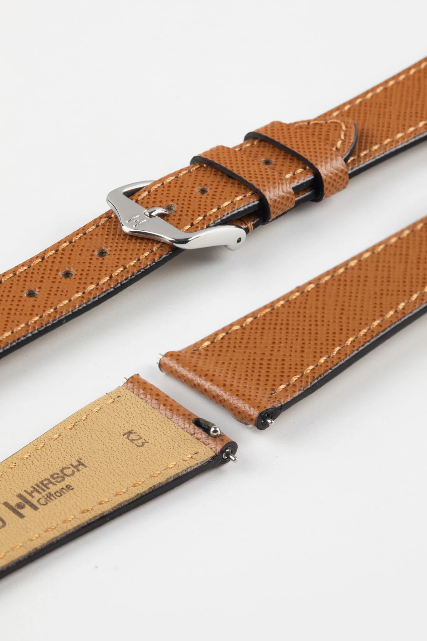 Hirsch GIFFONE Calf Leather Watch Strap in GOLD BROWN - Image 7