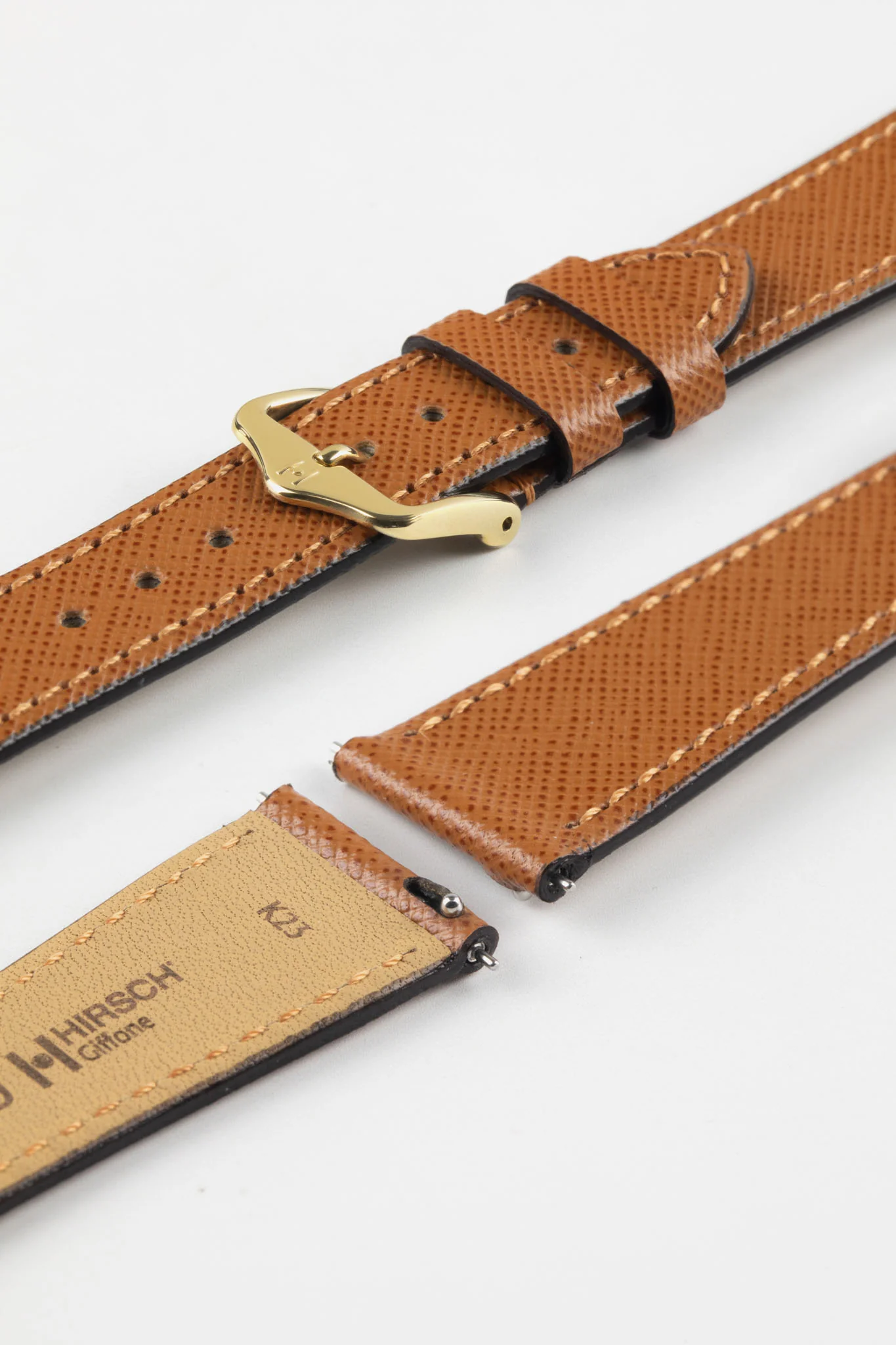 Hirsch GIFFONE Calf Leather Watch Strap in GOLD BROWN - Image 8