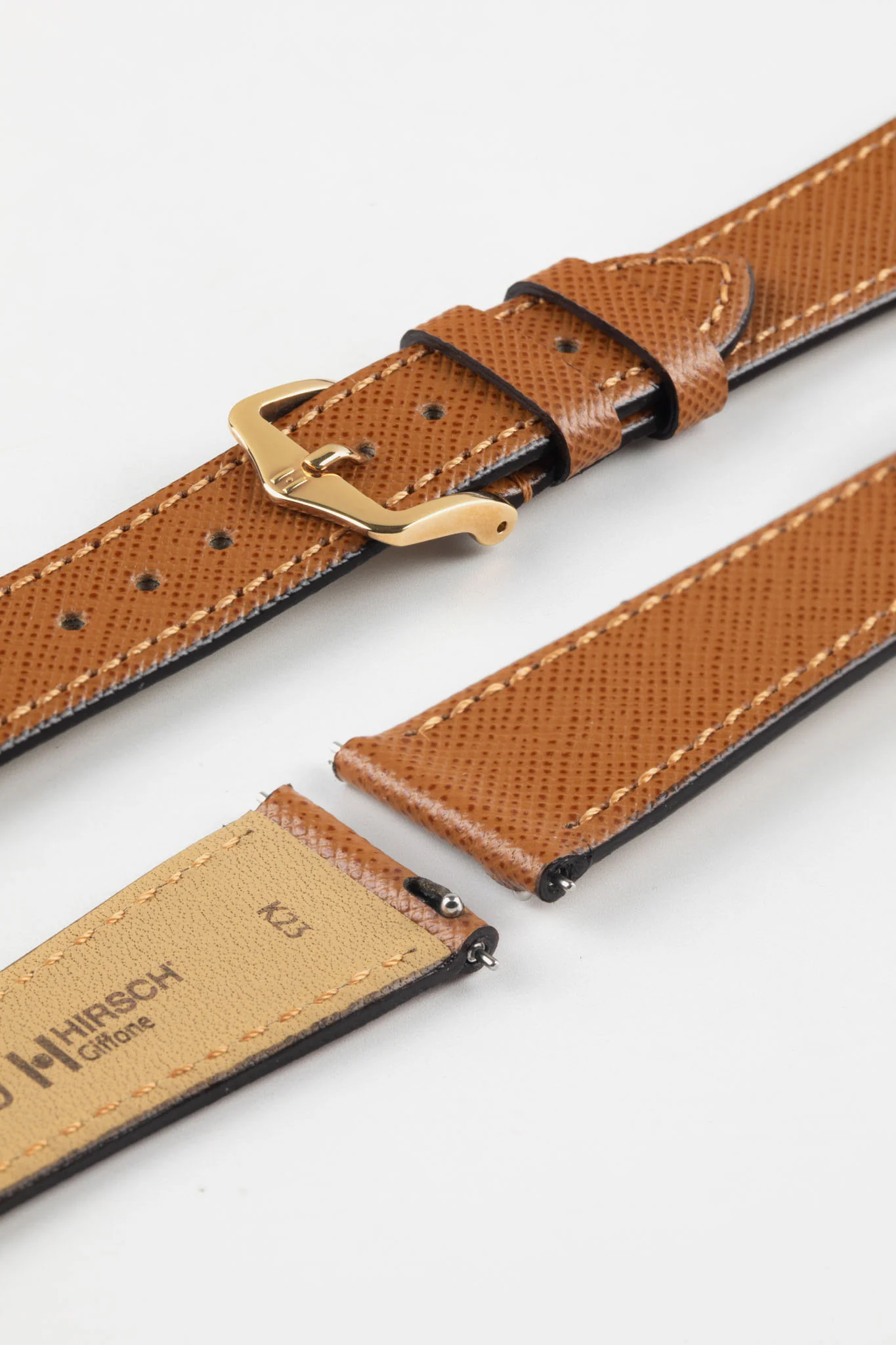 Hirsch GIFFONE Calf Leather Watch Strap in GOLD BROWN - Image 9