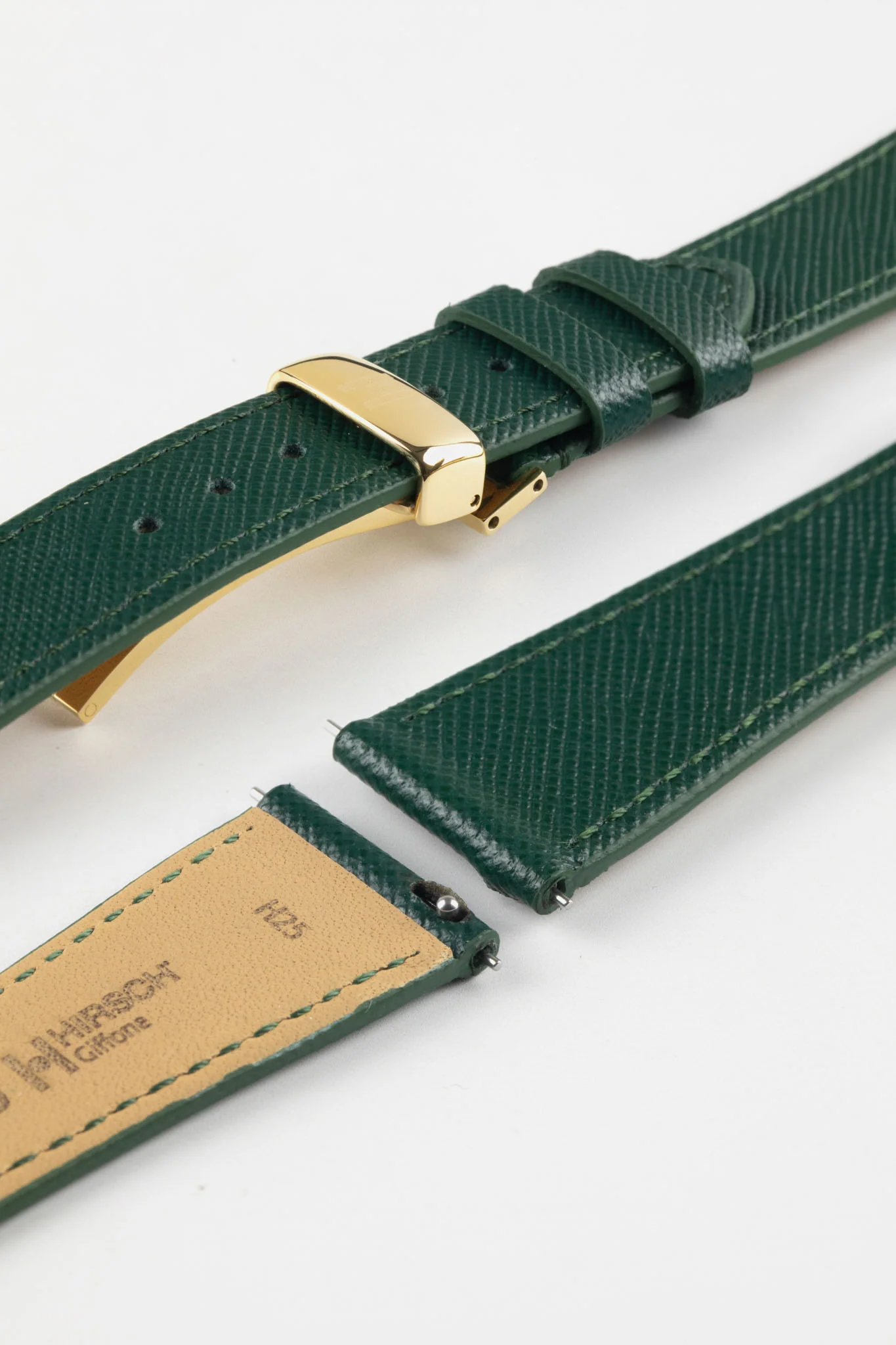 Hirsch GIFFONE Calf Leather Watch Strap in DARK GREEN - Image 11