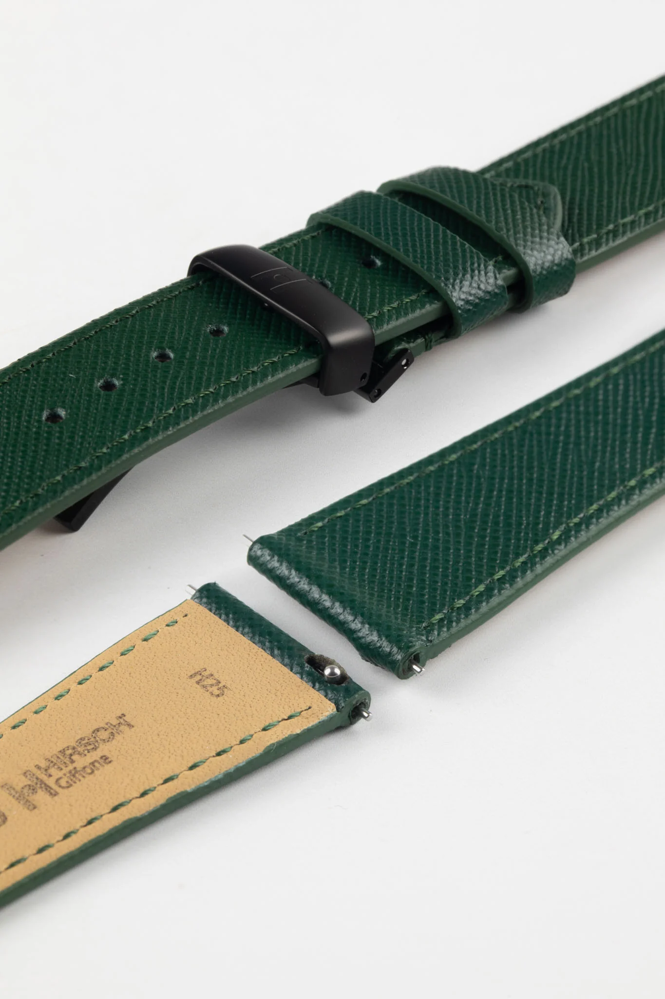 Hirsch GIFFONE Calf Leather Watch Strap in DARK GREEN - Image 12