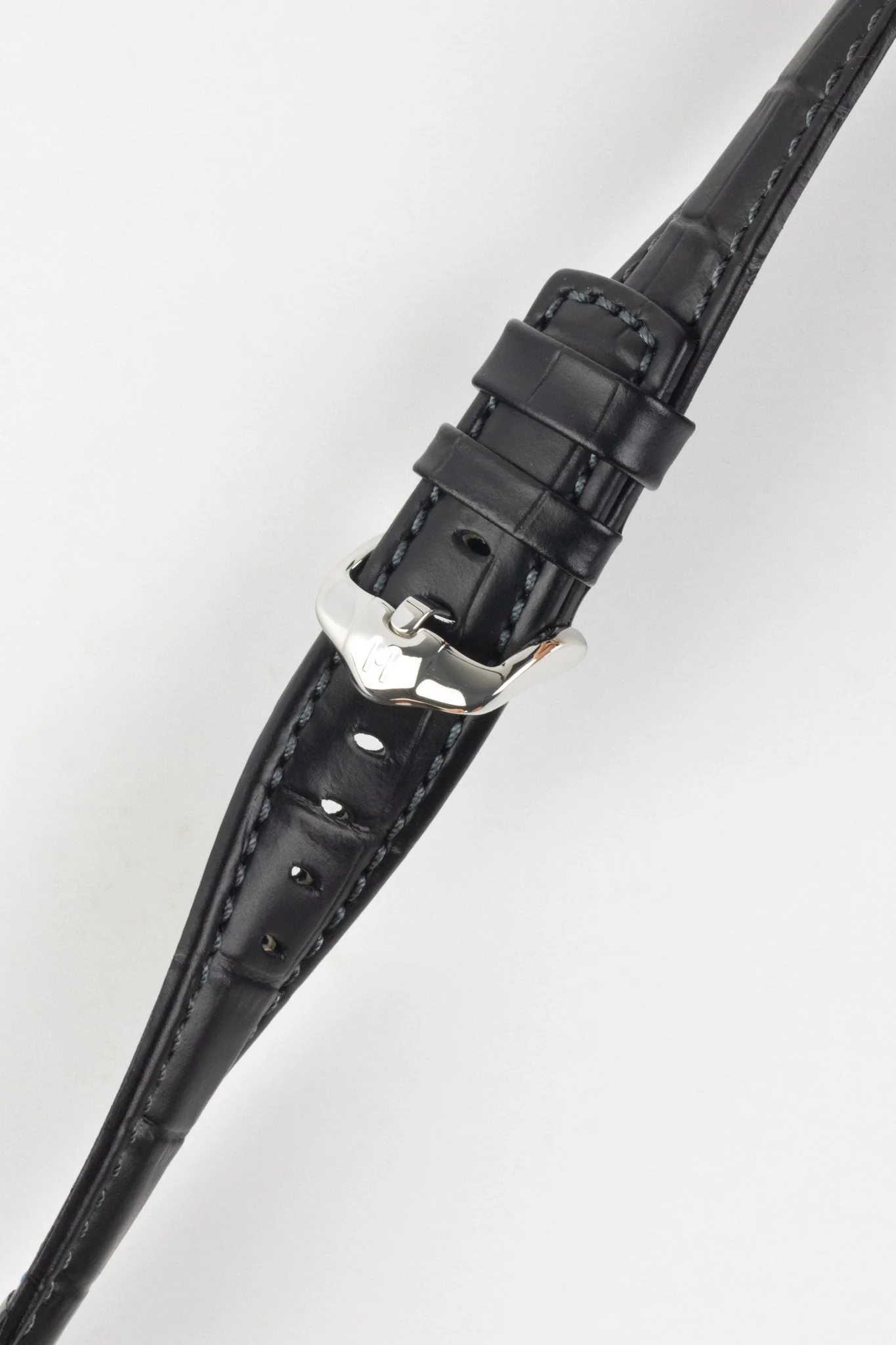 Hirsch GRAND DUKE Water-Resistant Alligator Embossed Sport Watch Strap in BLACK - Image 5
