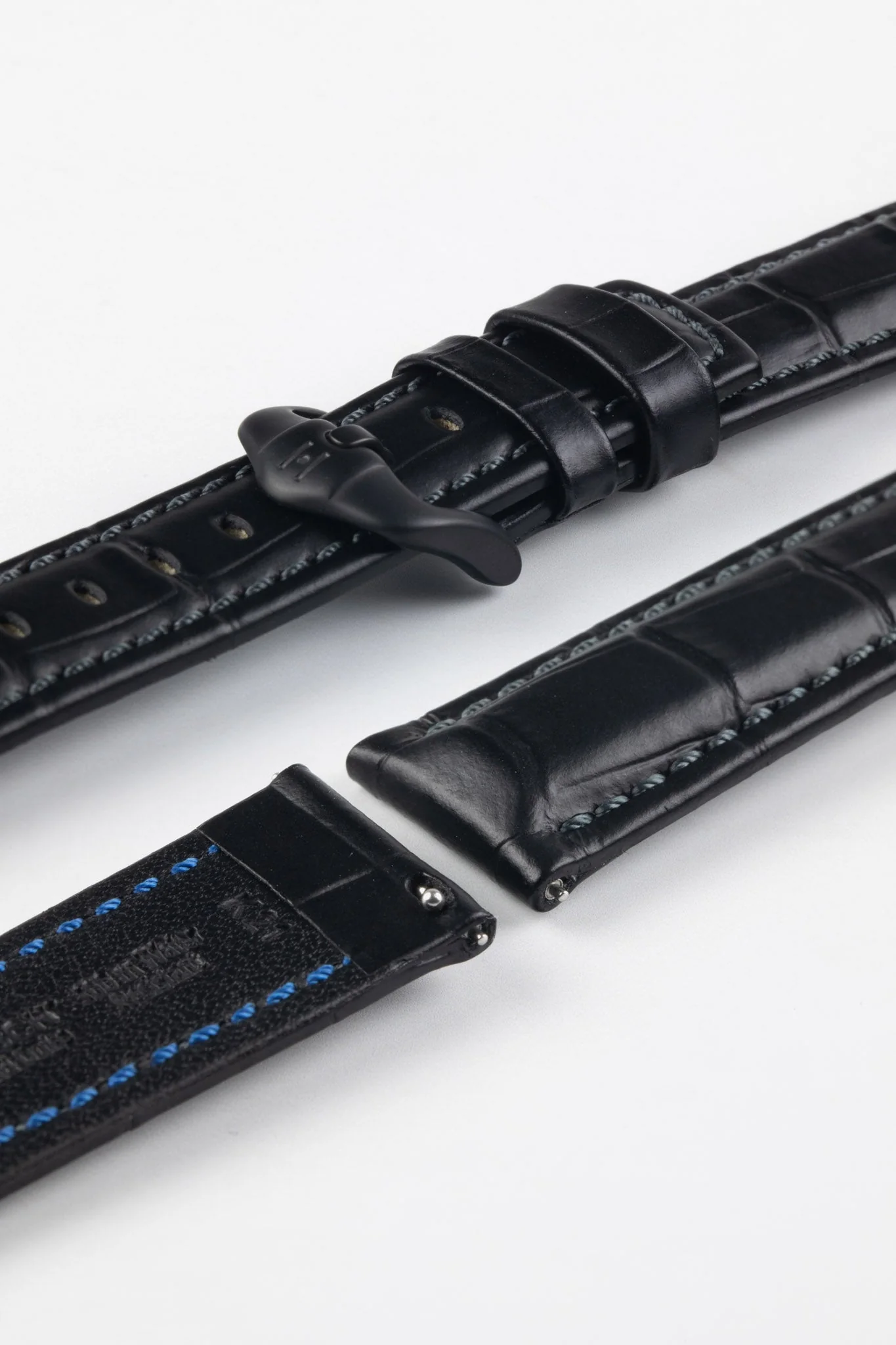 Hirsch GRAND DUKE Water-Resistant Alligator Embossed Sport Watch Strap in BLACK - Image 8
