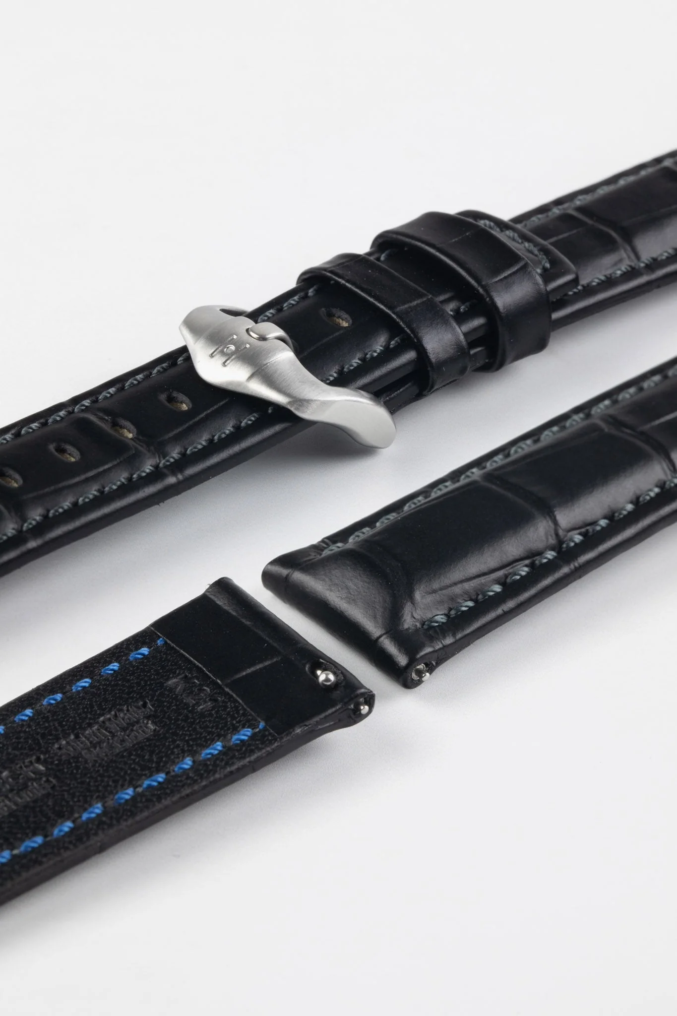 Hirsch GRAND DUKE Water-Resistant Alligator Embossed Sport Watch Strap in BLACK - Image 9