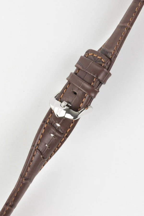 Hirsch GRAND DUKE Water-Resistant Alligator Embossed Sport Watch Strap in BROWN - Image 5