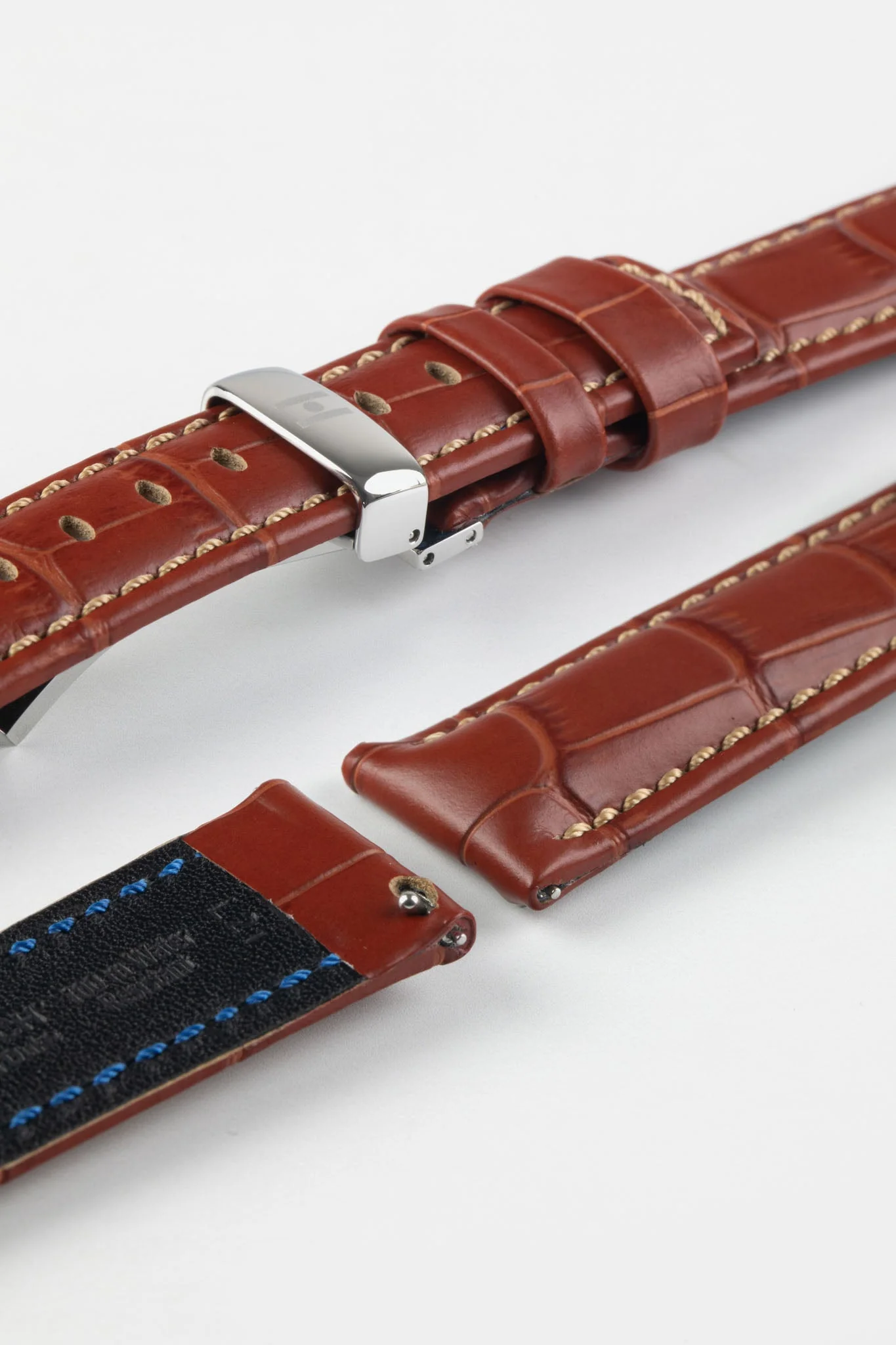 Hirsch GRAND DUKE Water-Resistant Alligator Embossed Sport Watch Strap in GOLD BROWN - Image 10