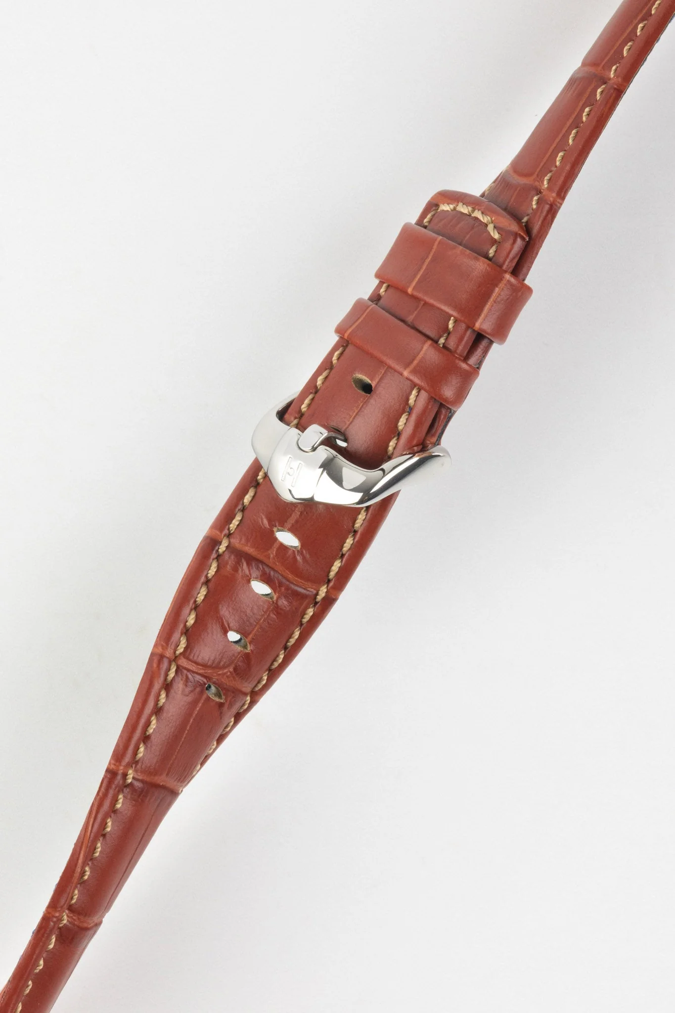 Hirsch GRAND DUKE Water-Resistant Alligator Embossed Sport Watch Strap in GOLD BROWN - Image 5