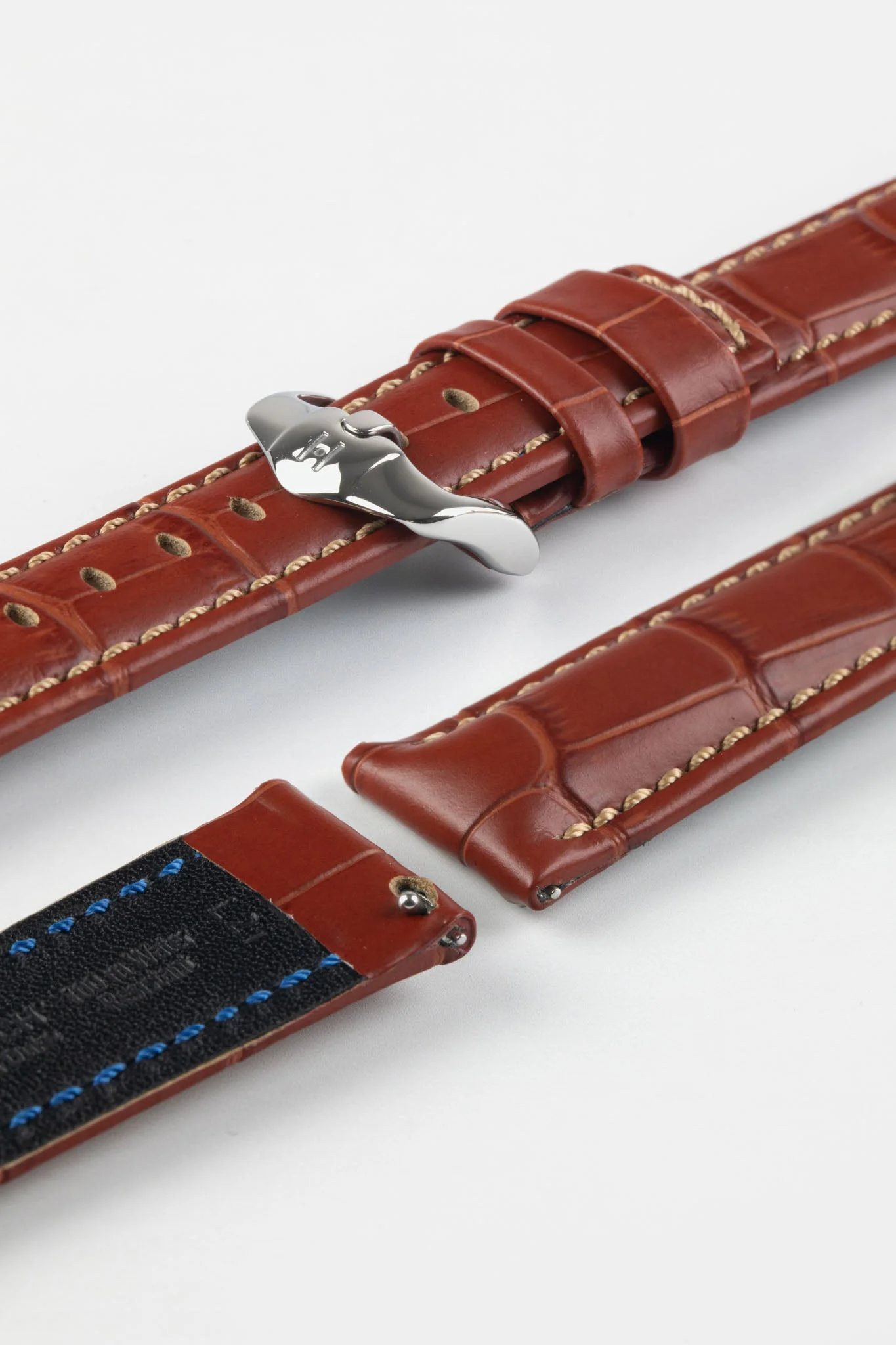 Hirsch GRAND DUKE Water-Resistant Alligator Embossed Sport Watch Strap in GOLD BROWN - Image 7