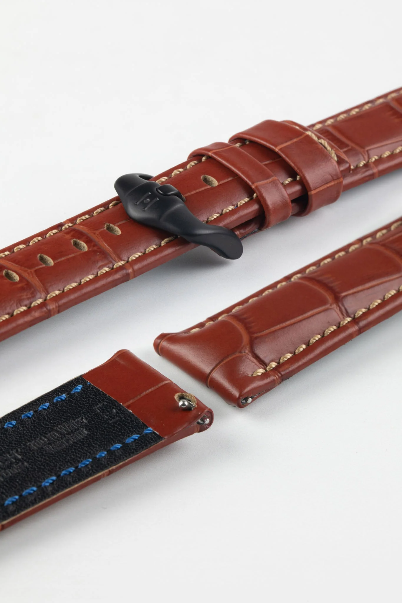 Hirsch GRAND DUKE Water-Resistant Alligator Embossed Sport Watch Strap in GOLD BROWN - Image 8