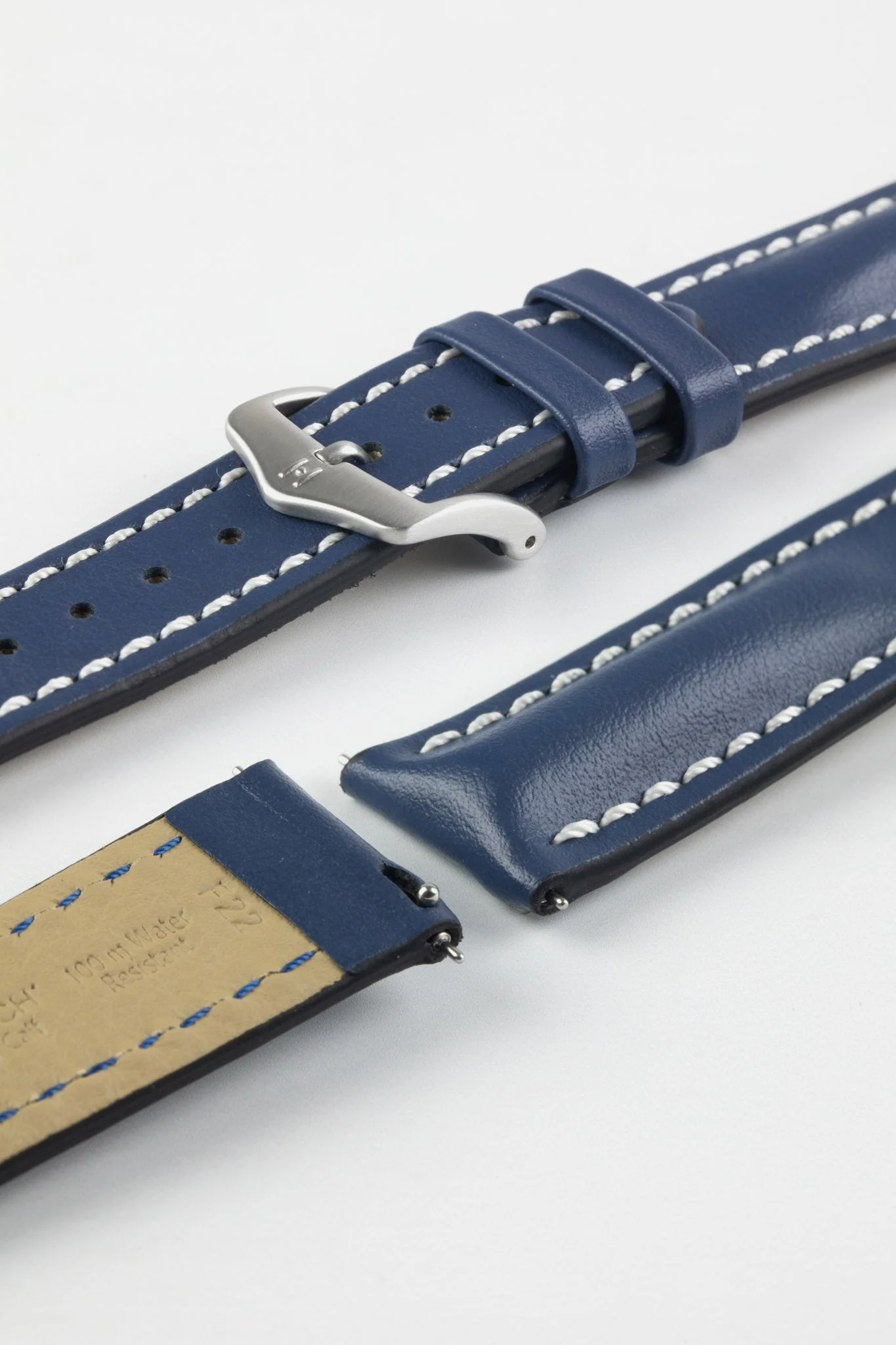 Hirsch HEAVY CALF Water-Resistant Calf Leather Watch Strap in BLUE - Image 10