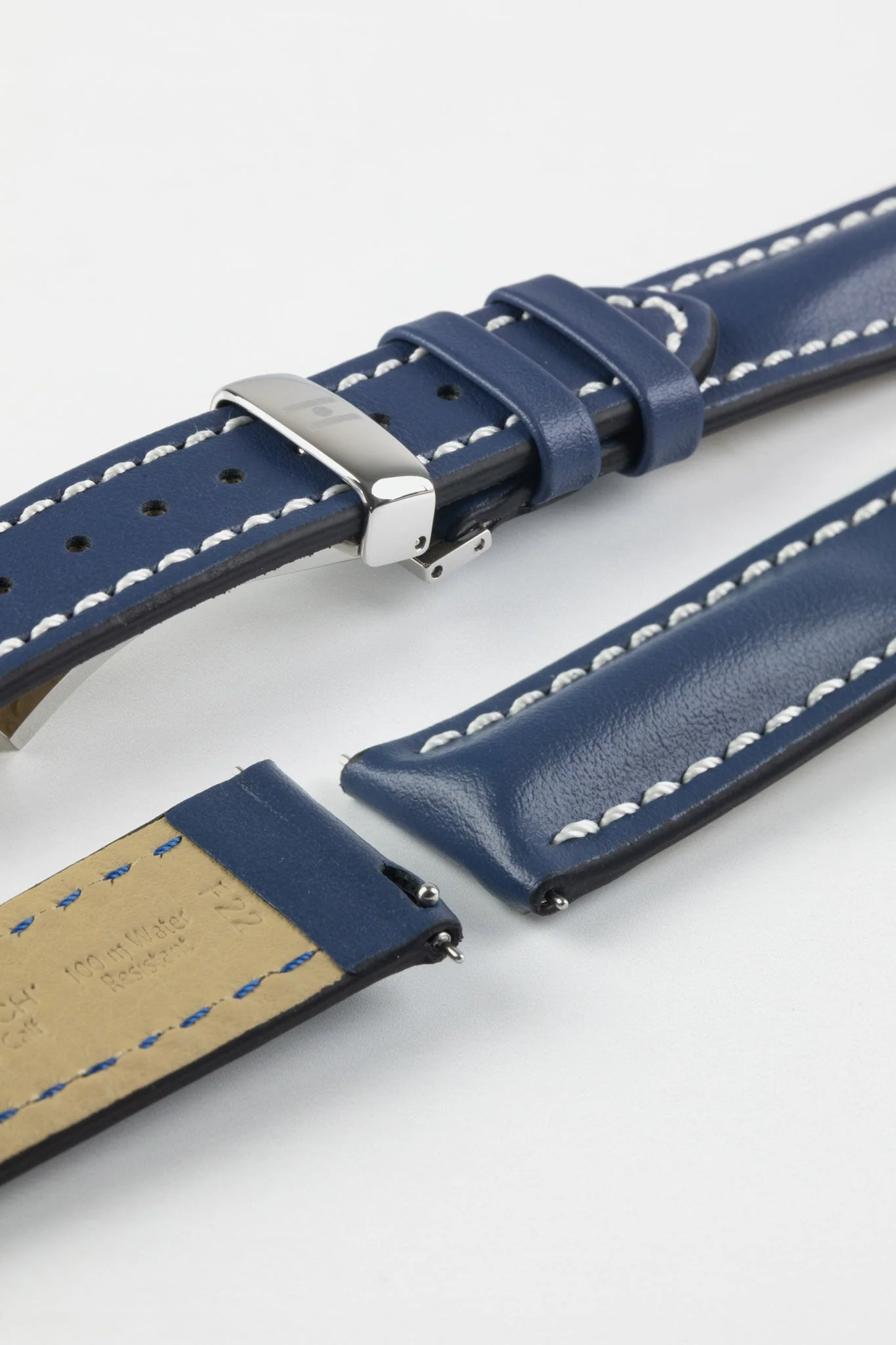 Hirsch HEAVY CALF Water-Resistant Calf Leather Watch Strap in BLUE - Image 11