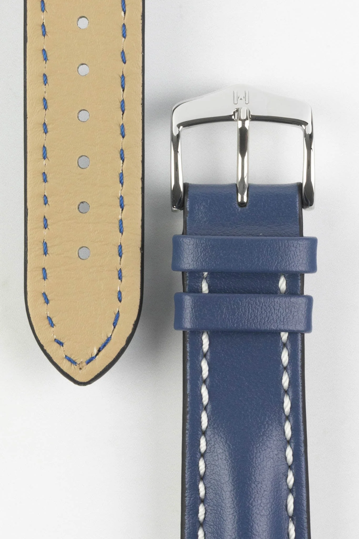 Hirsch HEAVY CALF Water-Resistant Calf Leather Watch Strap in BLUE - Image 3