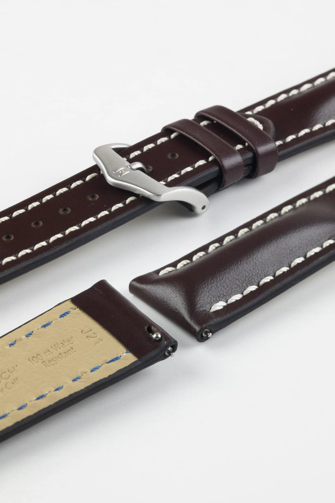 Hirsch HEAVY CALF Water-Resistant Calf Leather Watch Strap in BROWN - Image 10