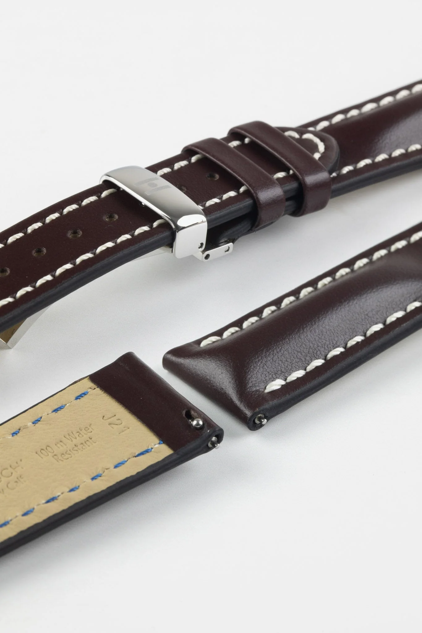 Hirsch HEAVY CALF Water-Resistant Calf Leather Watch Strap in BROWN - Image 11
