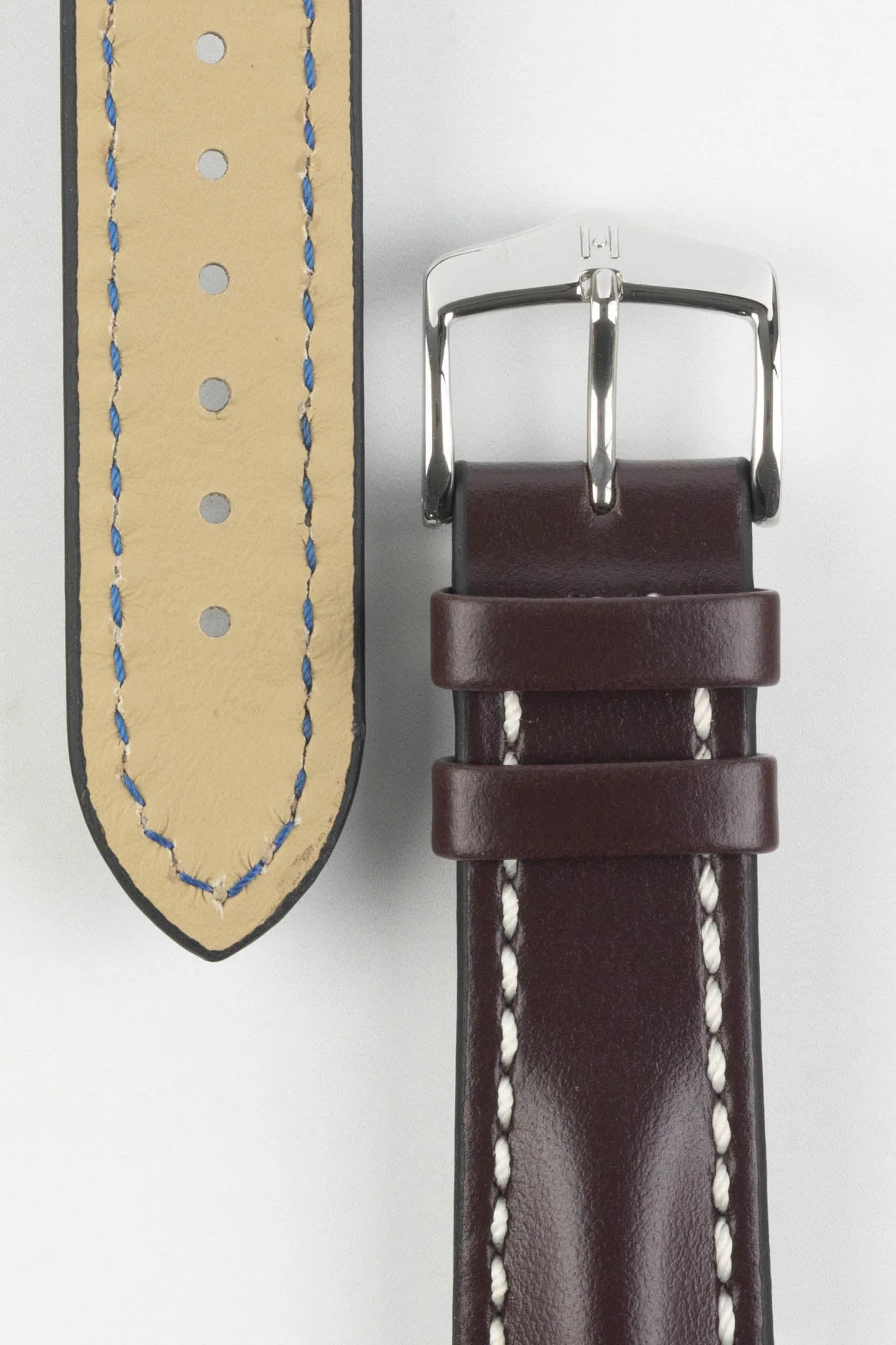 Hirsch HEAVY CALF Water-Resistant Calf Leather Watch Strap in BROWN - Image 3