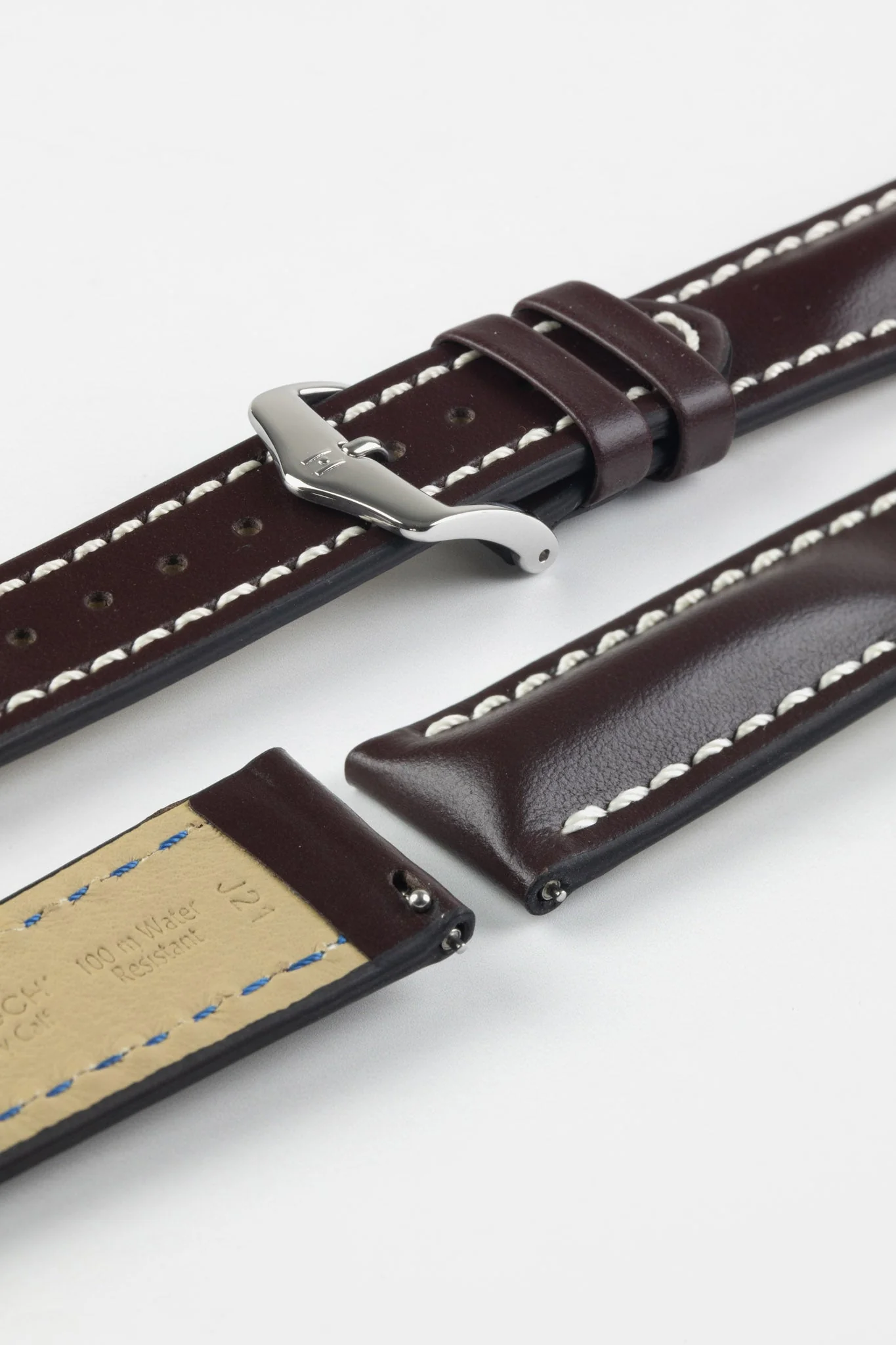 Hirsch HEAVY CALF Water-Resistant Calf Leather Watch Strap in BROWN - Image 7