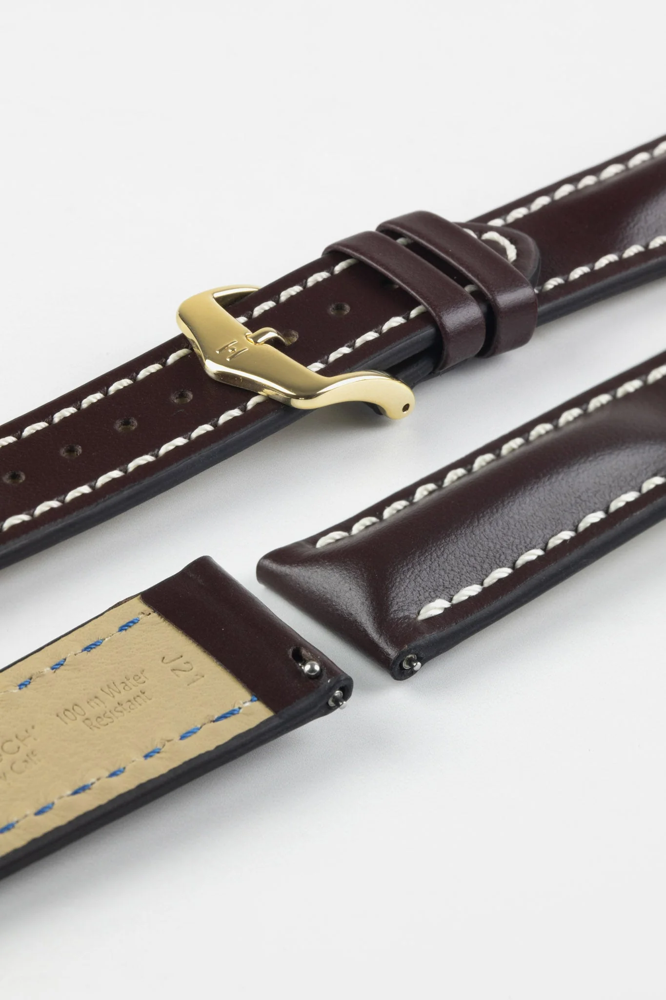 Hirsch HEAVY CALF Water-Resistant Calf Leather Watch Strap in BROWN - Image 8