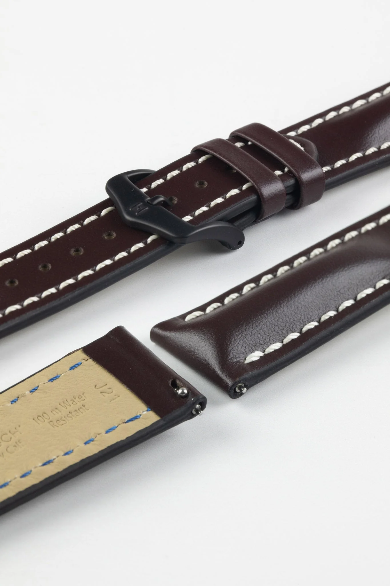 Hirsch HEAVY CALF Water-Resistant Calf Leather Watch Strap in BROWN - Image 9