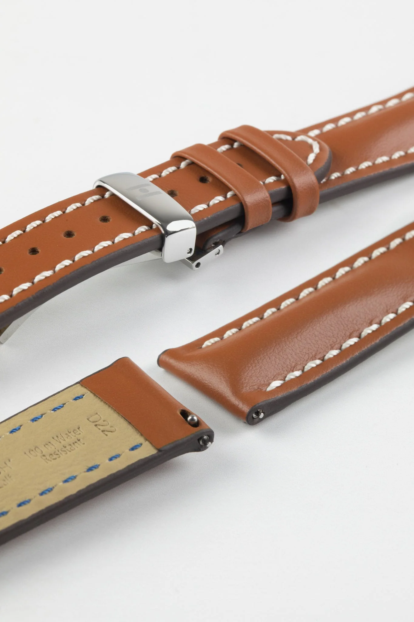 Hirsch HEAVY CALF Water-Resistant Calf Leather Watch Strap in GOLD BROWN - Image 11