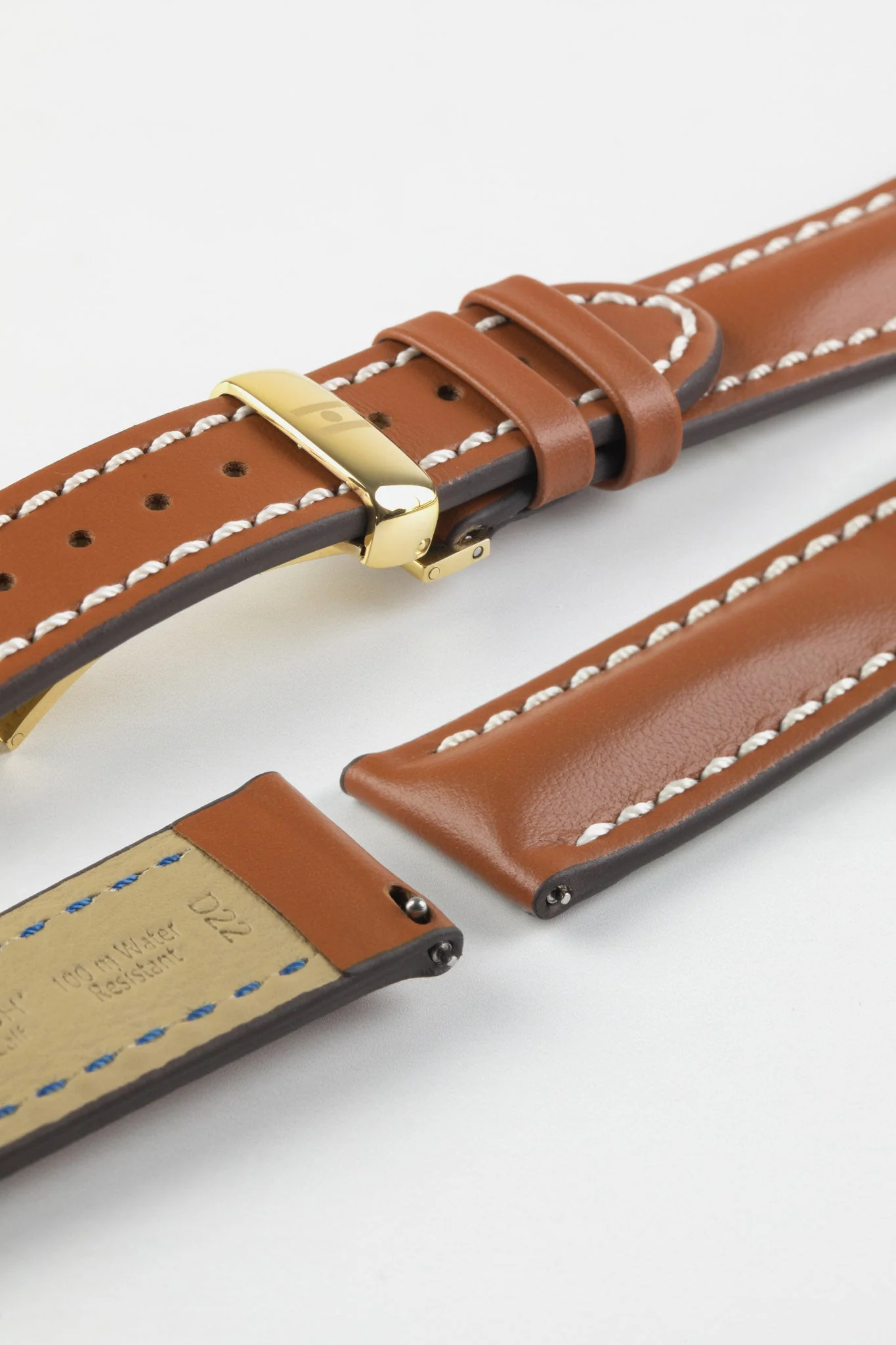 Hirsch HEAVY CALF Water-Resistant Calf Leather Watch Strap in GOLD BROWN - Image 12