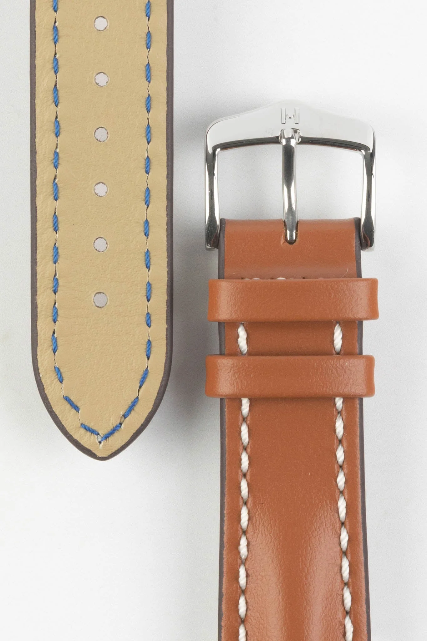 Hirsch HEAVY CALF Water-Resistant Calf Leather Watch Strap in GOLD BROWN - Image 3
