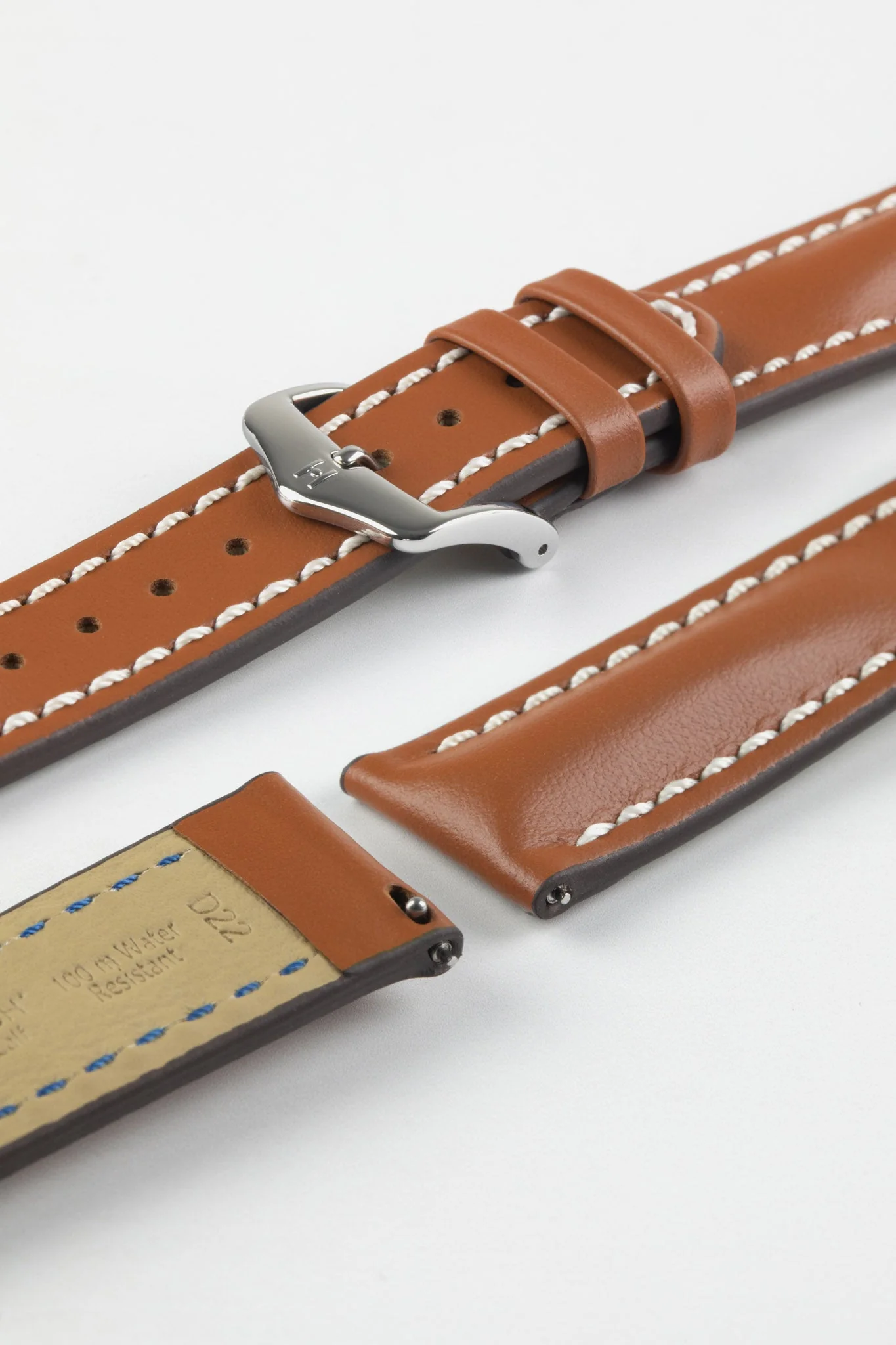 Hirsch HEAVY CALF Water-Resistant Calf Leather Watch Strap in GOLD BROWN - Image 7