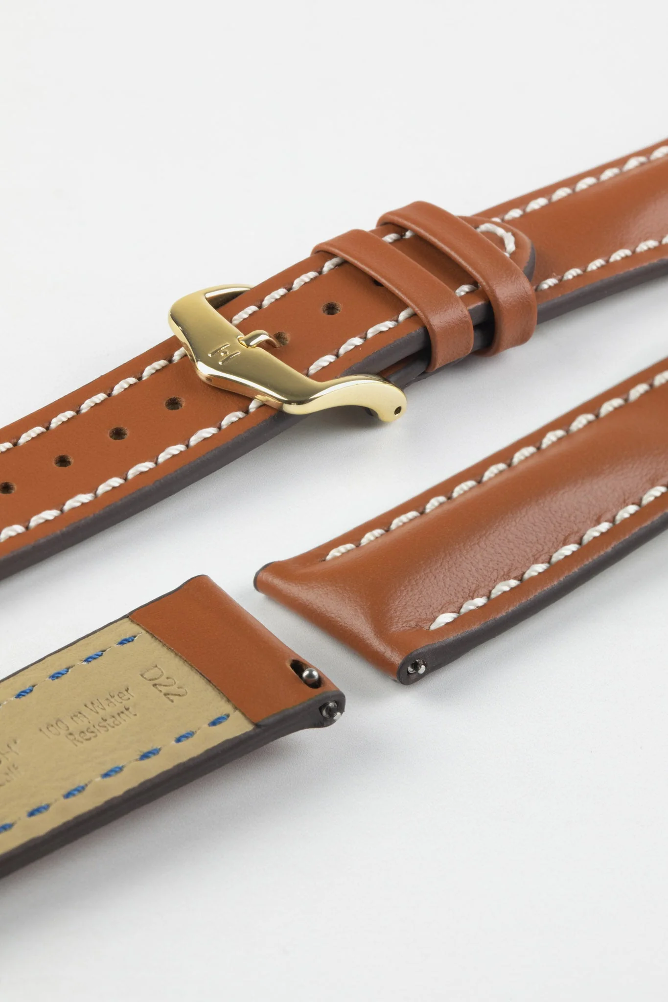 Hirsch HEAVY CALF Water-Resistant Calf Leather Watch Strap in GOLD BROWN - Image 8