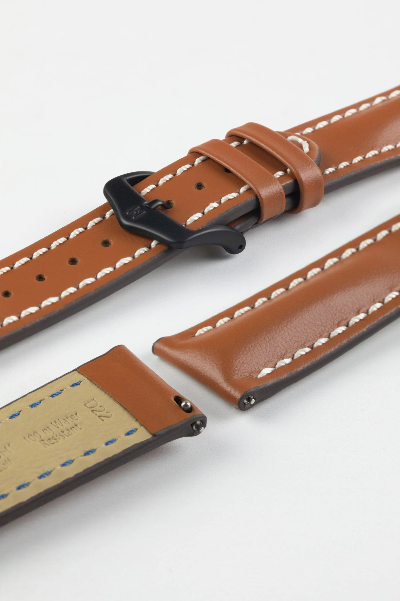 Hirsch HEAVY CALF Water-Resistant Calf Leather Watch Strap in GOLD BROWN - Image 9