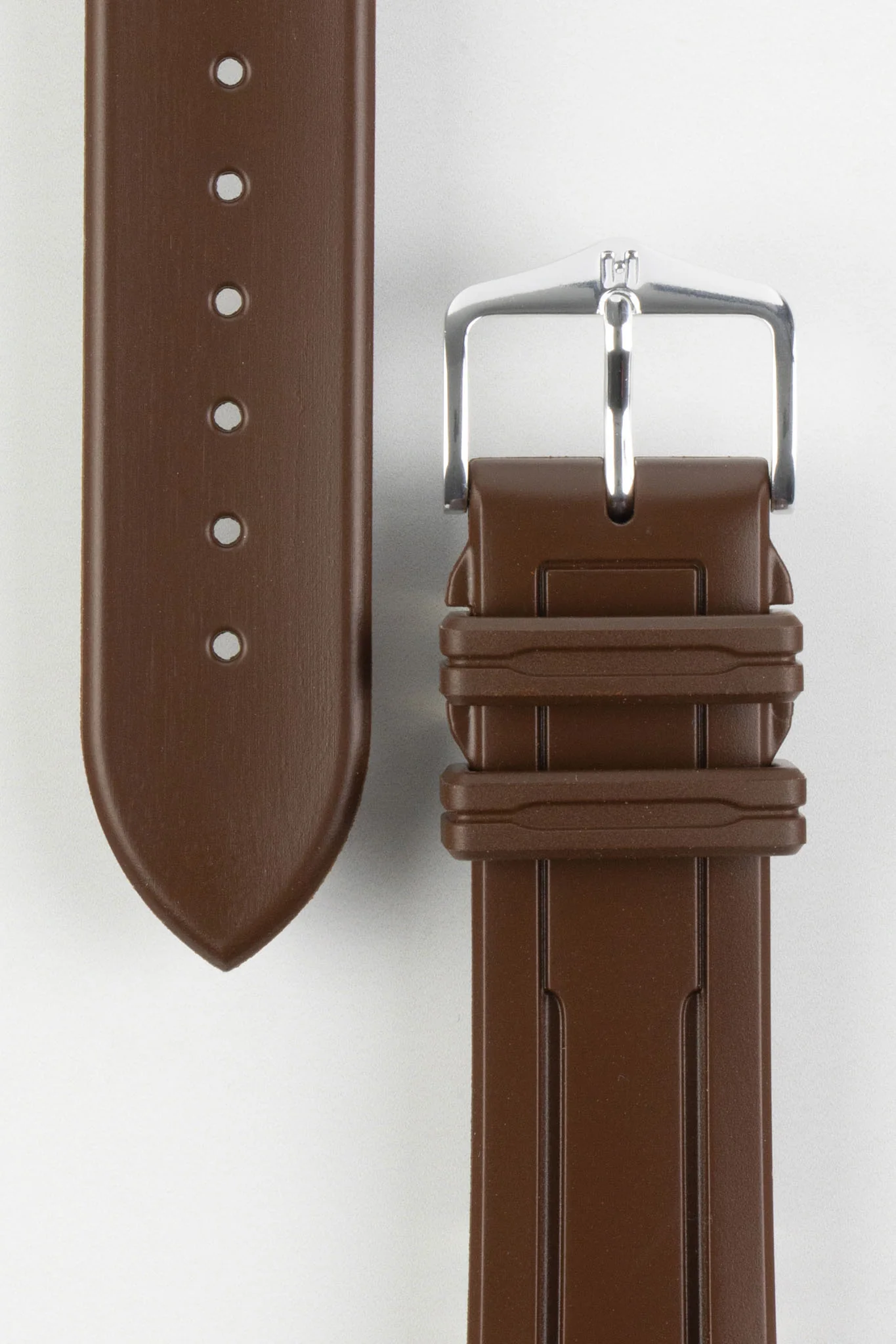 Hirsch HEVEA Natural Rubber Waterproof Watch Strap in BROWN - Image 3