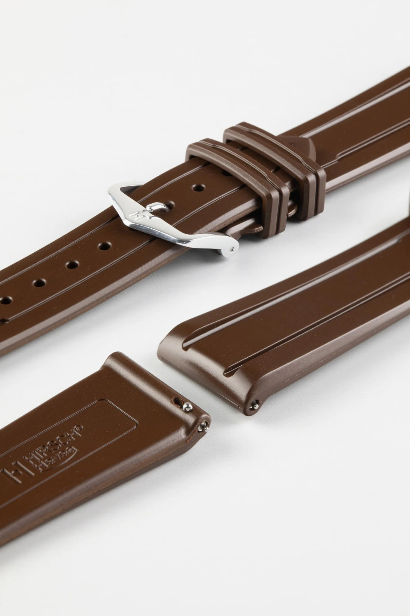 Hirsch HEVEA Natural Rubber Waterproof Watch Strap in BROWN - Image 7