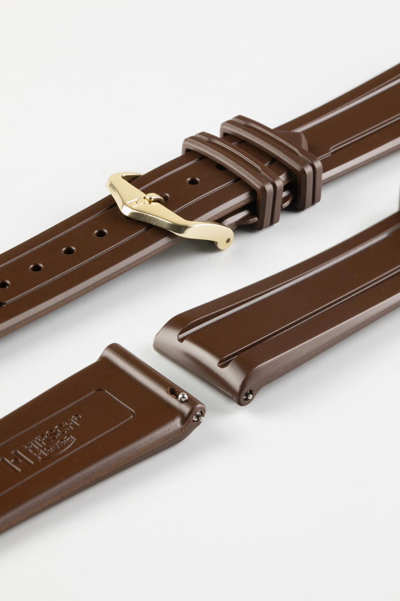 Hirsch HEVEA Natural Rubber Waterproof Watch Strap in BROWN - Image 8