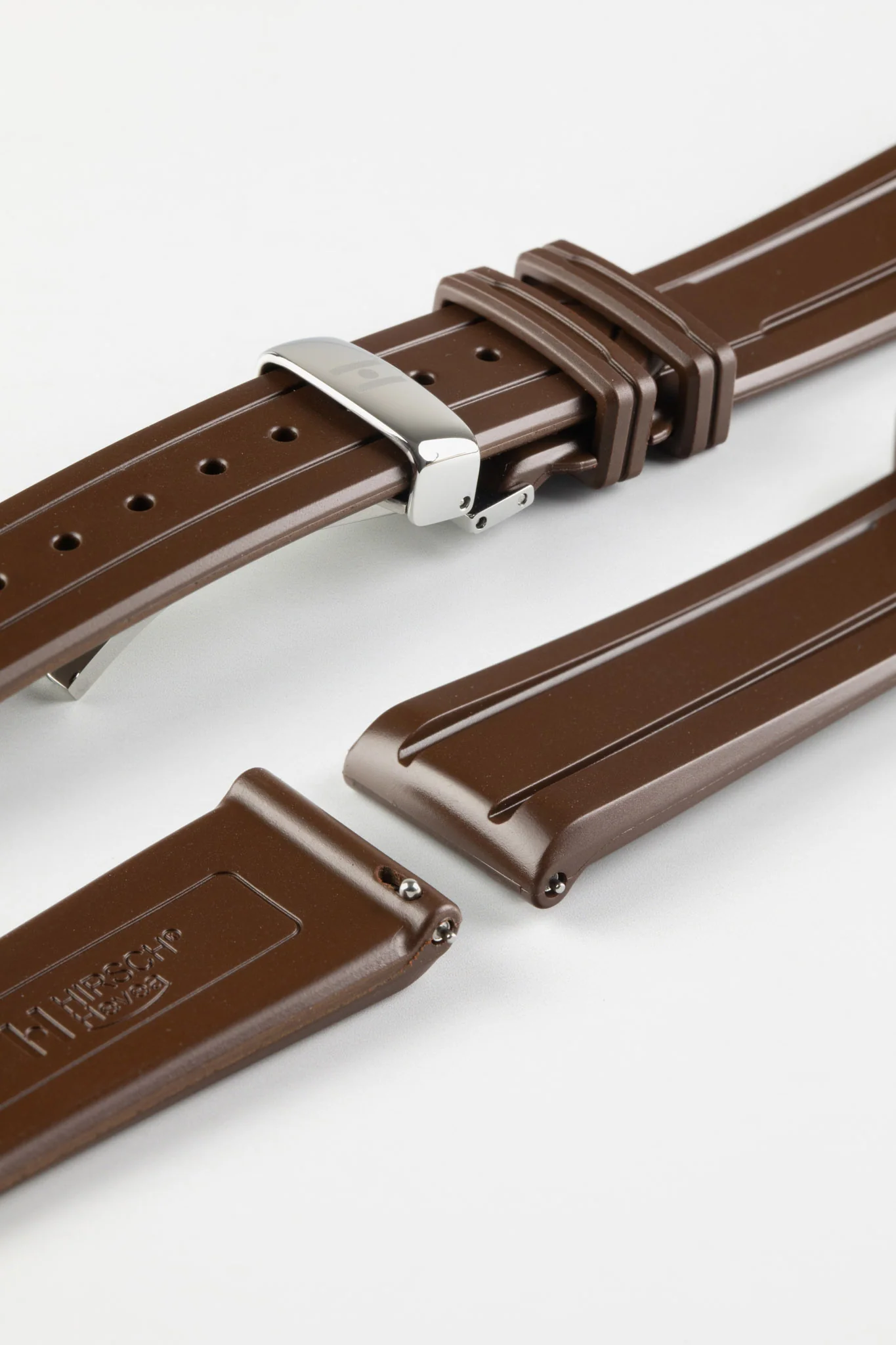 Hirsch HEVEA Natural Rubber Waterproof Watch Strap in BROWN - Image 9