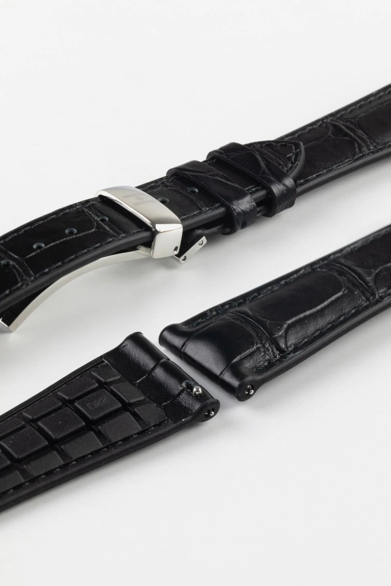 Hirsch IAN Louisiana Alligator Leather Performance Watch Strap - BLACK - Image 10