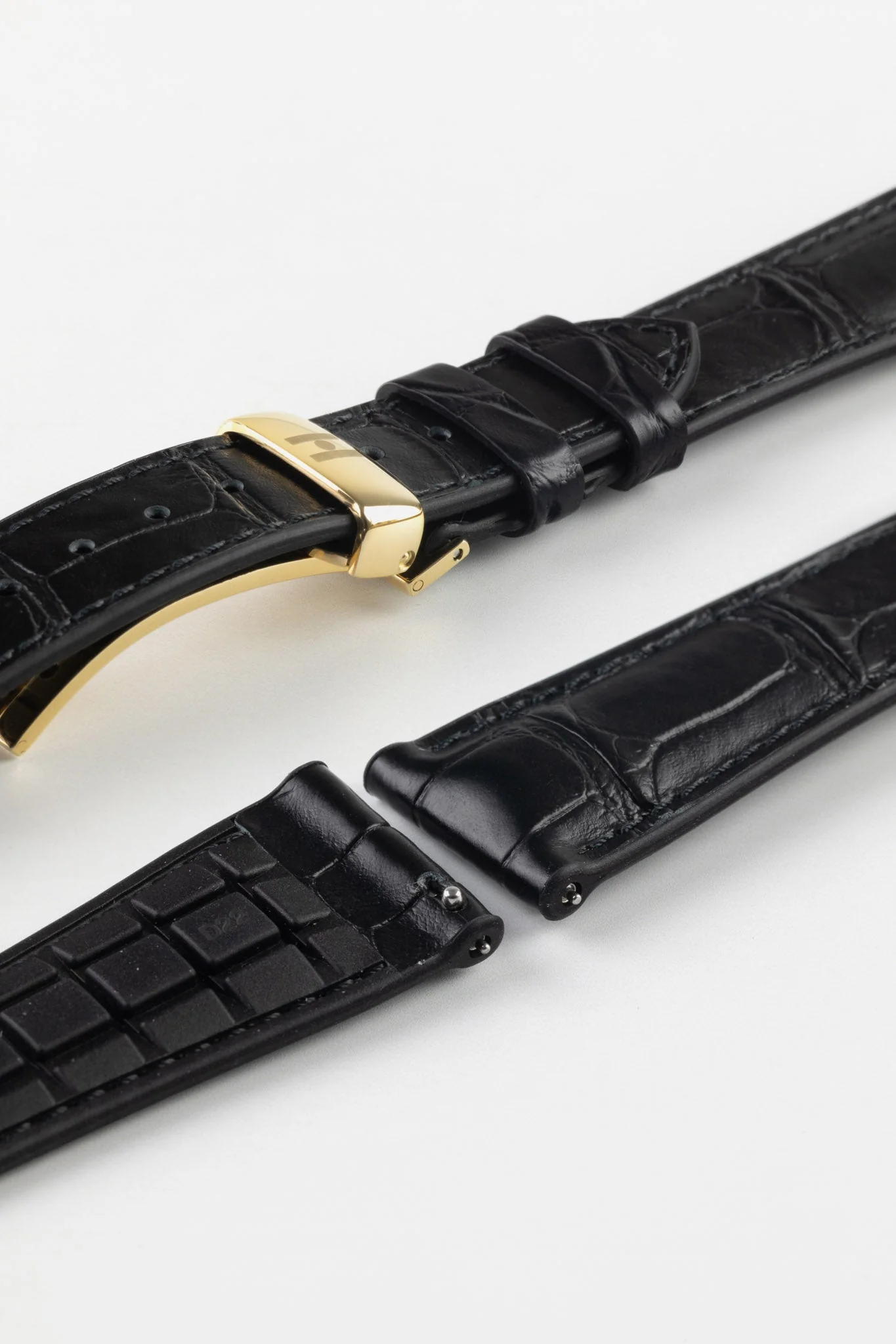 Hirsch IAN Louisiana Alligator Leather Performance Watch Strap - BLACK - Image 11