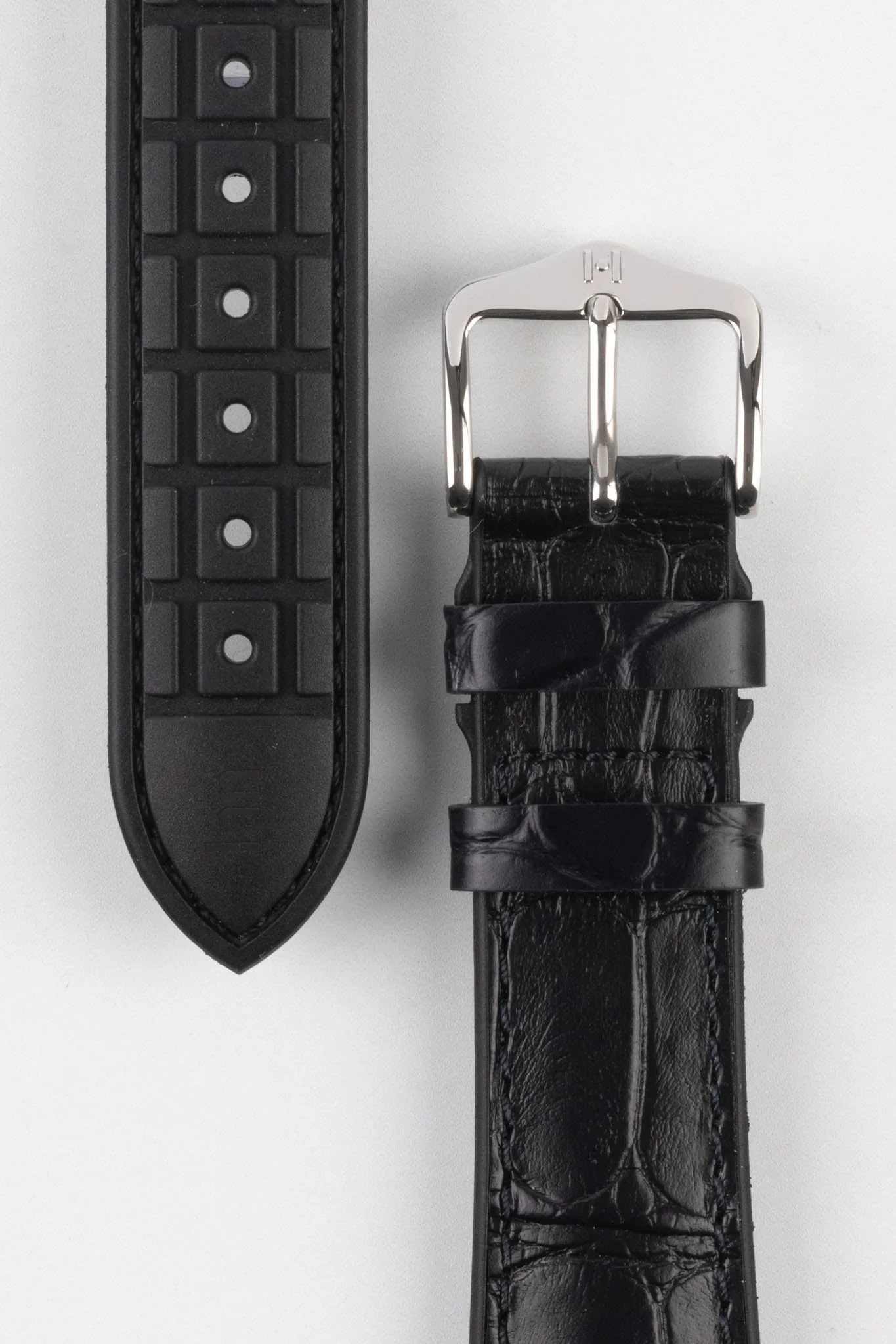 Hirsch IAN Louisiana Alligator Leather Performance Watch Strap - BLACK - Image 3